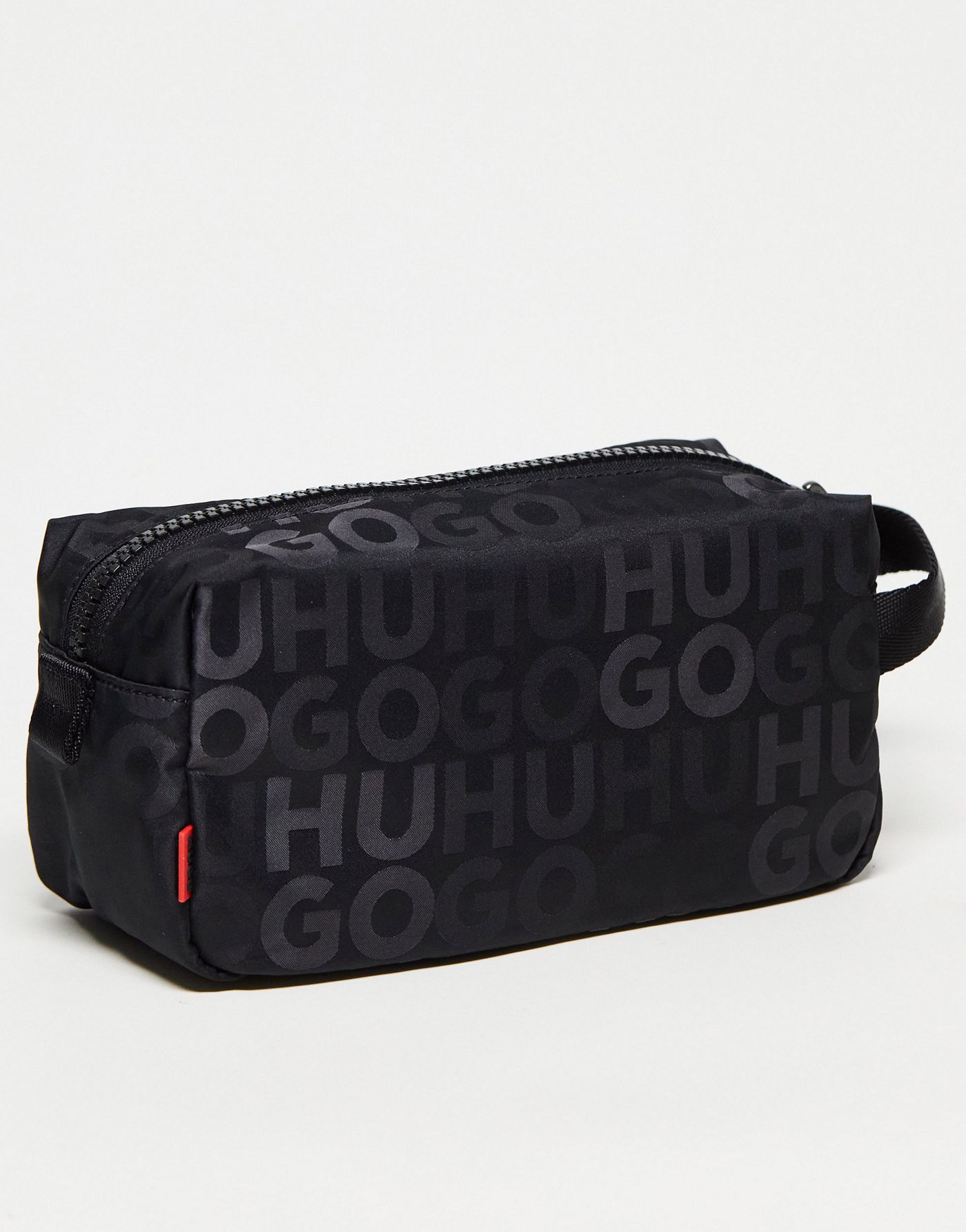 HUGO Ethon all over logo wash bag in black
