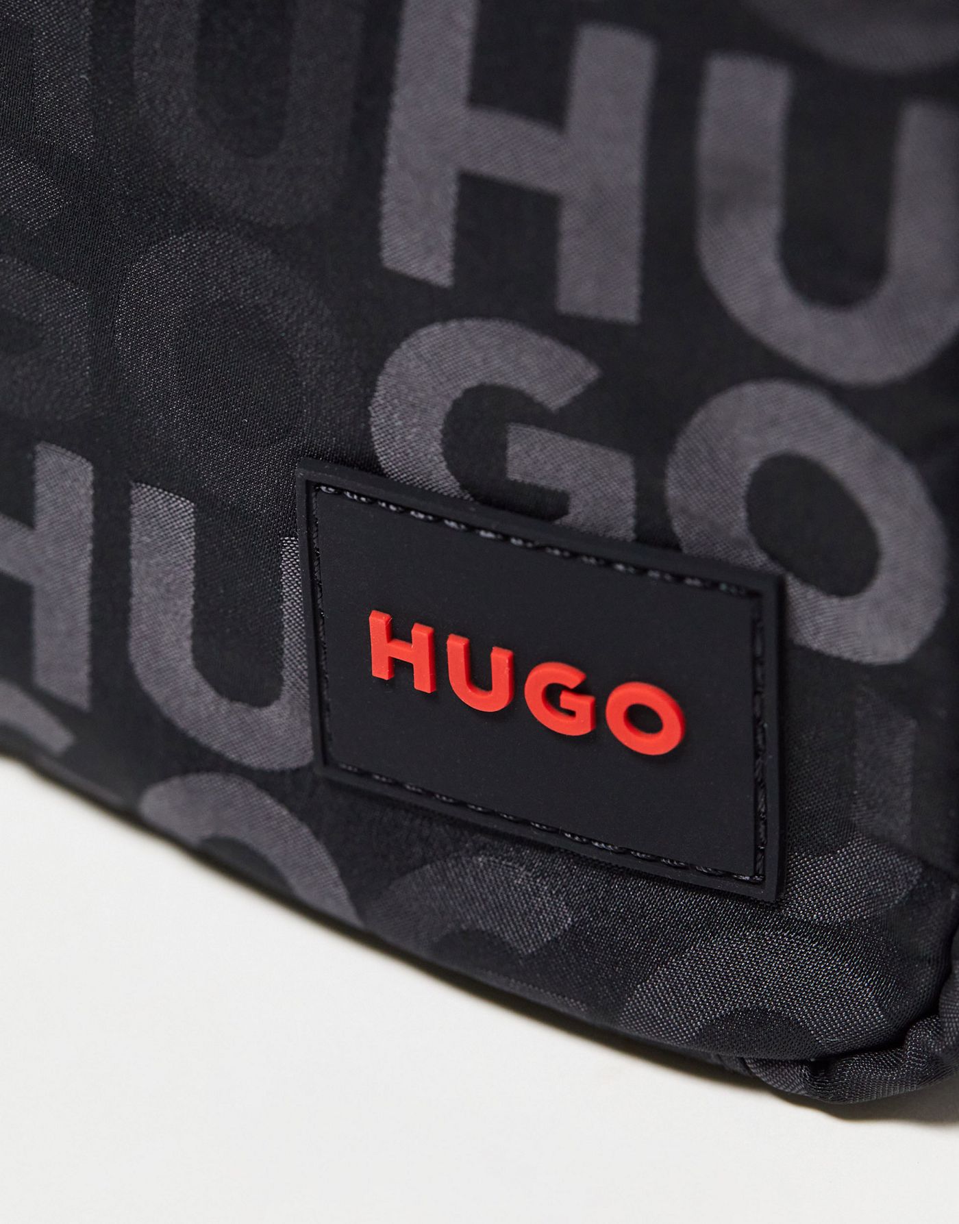 HUGO Ethon all over logo wash bag in black