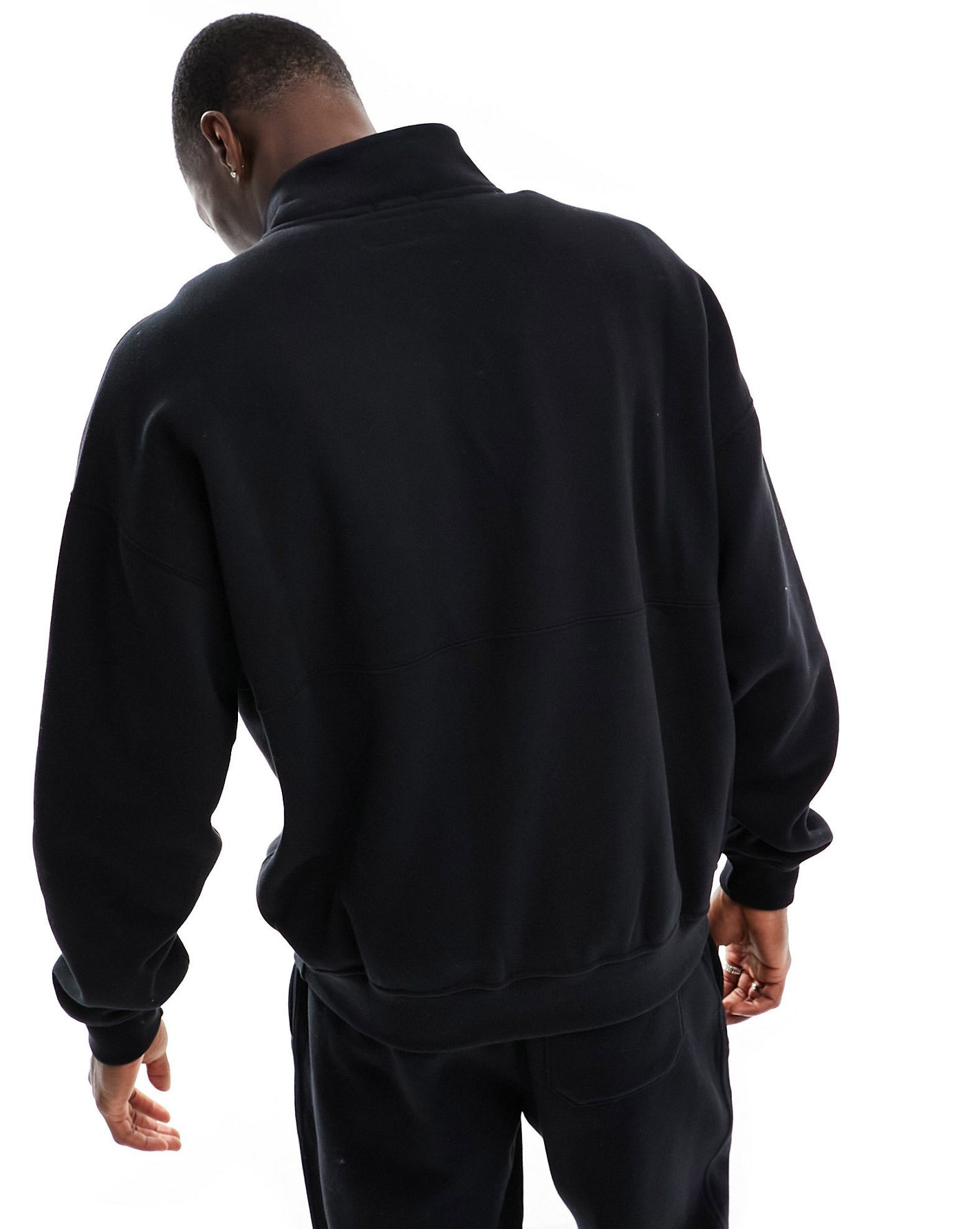Abercrombie & Fitch ski badge oversized half zip sweatshirt in black co-ord