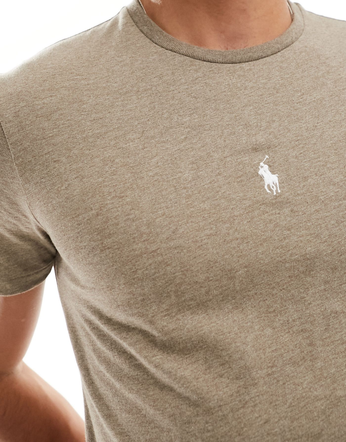 Polo Ralph Lauren central icon logo t-shirt in beige marl