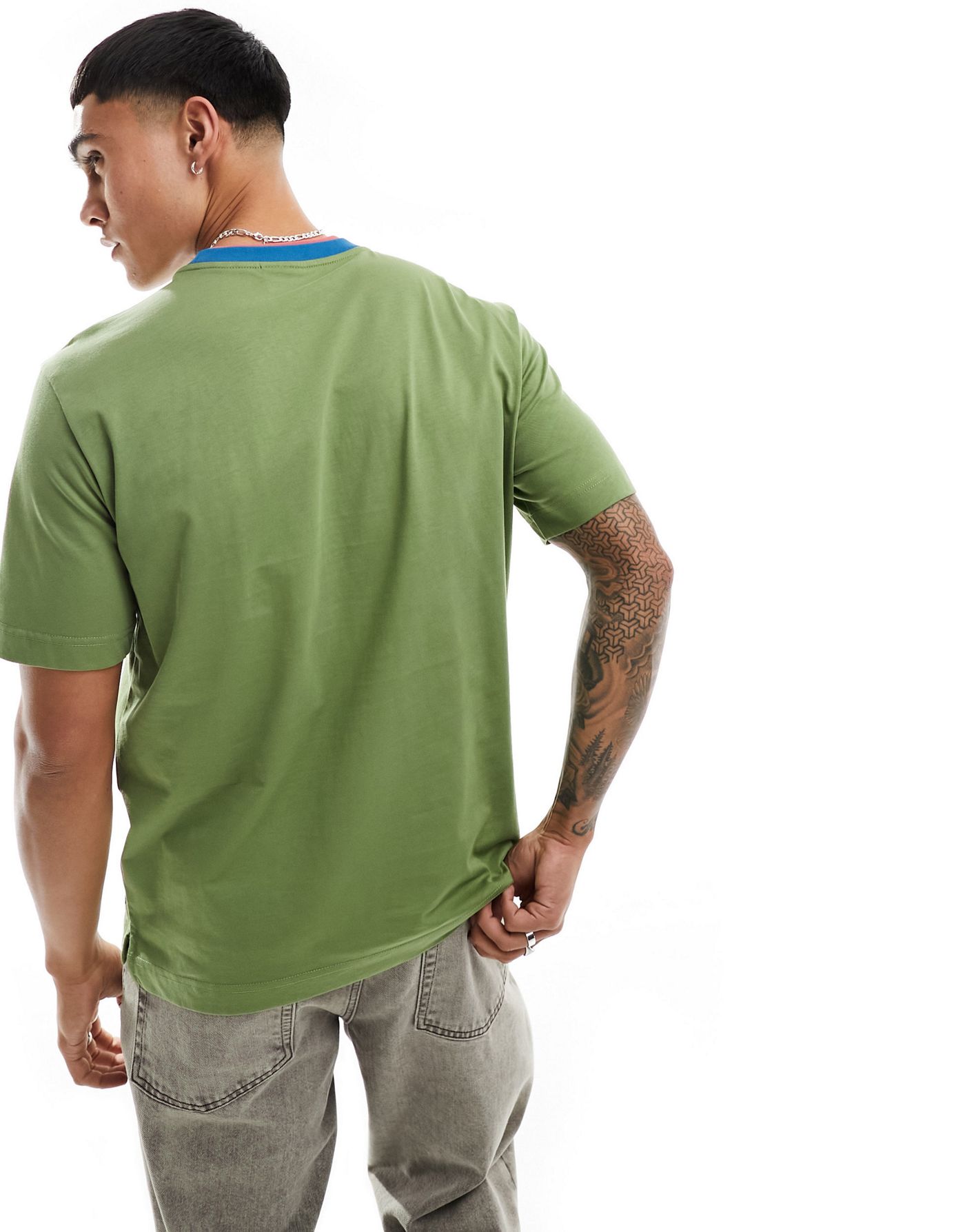 PS Paul Smith label logo contrast neck t-shirt in mid green
