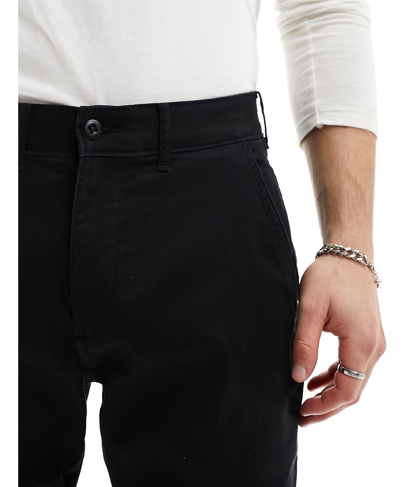 Abercrombie & Fitch athletic skinny fit modern chino trousers in black