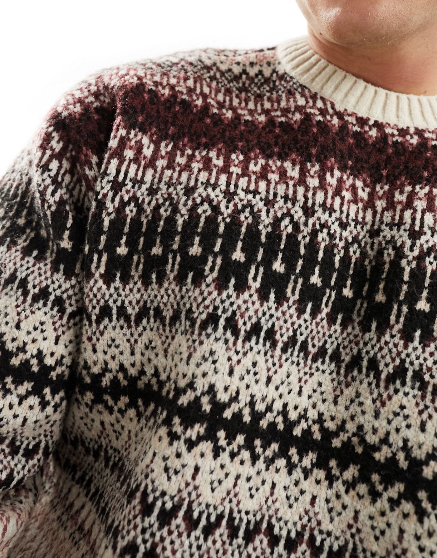 Hollister cozy textural pattern knit jumper in beige multi