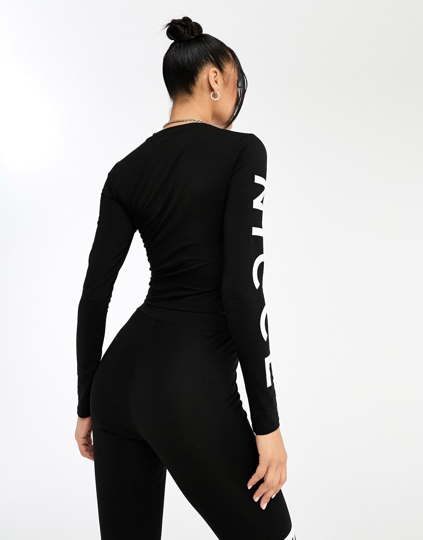 Nicce mara co-ord long sleeve top in black with sleeve print