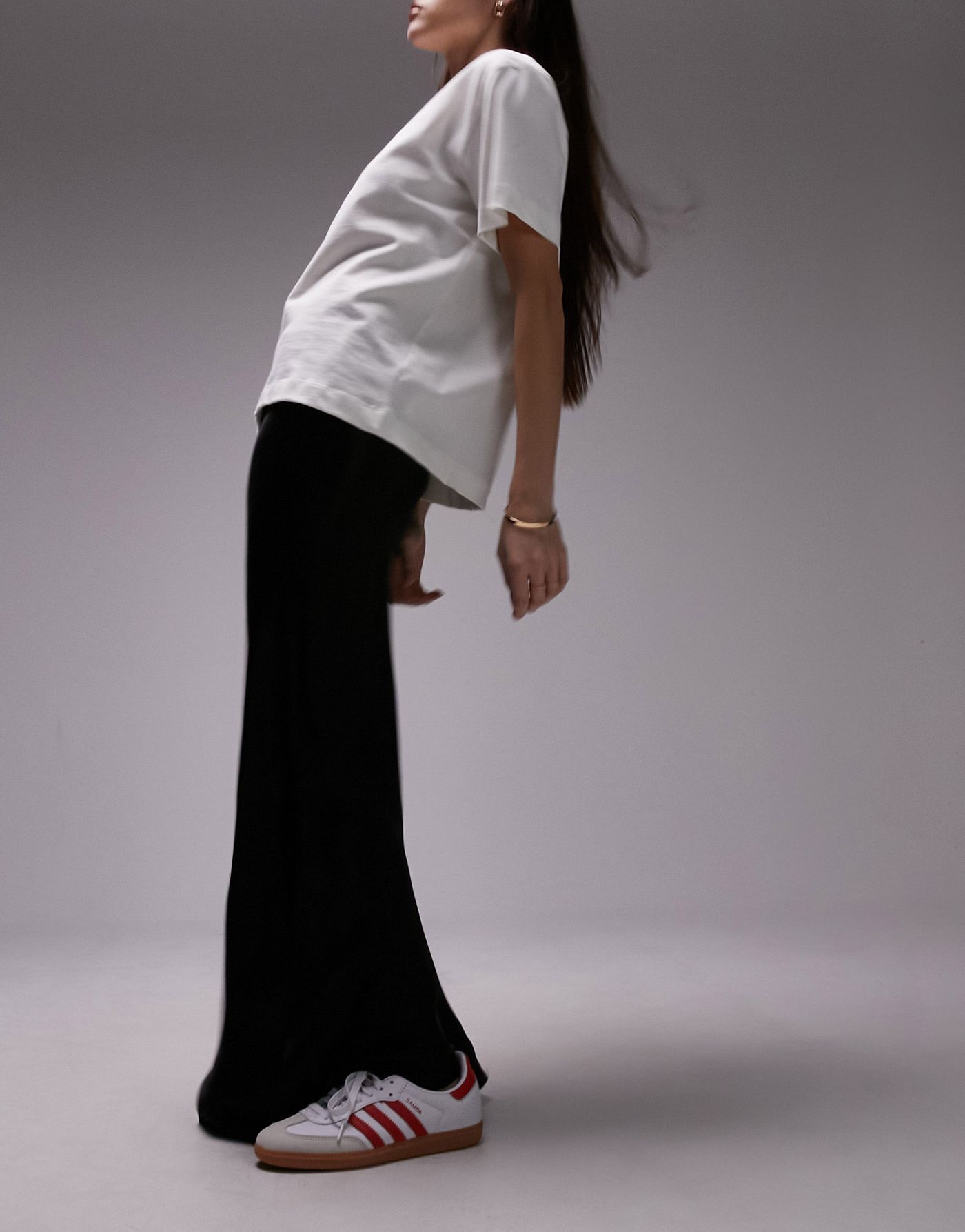 Topshop satin bias maxi skirt in black