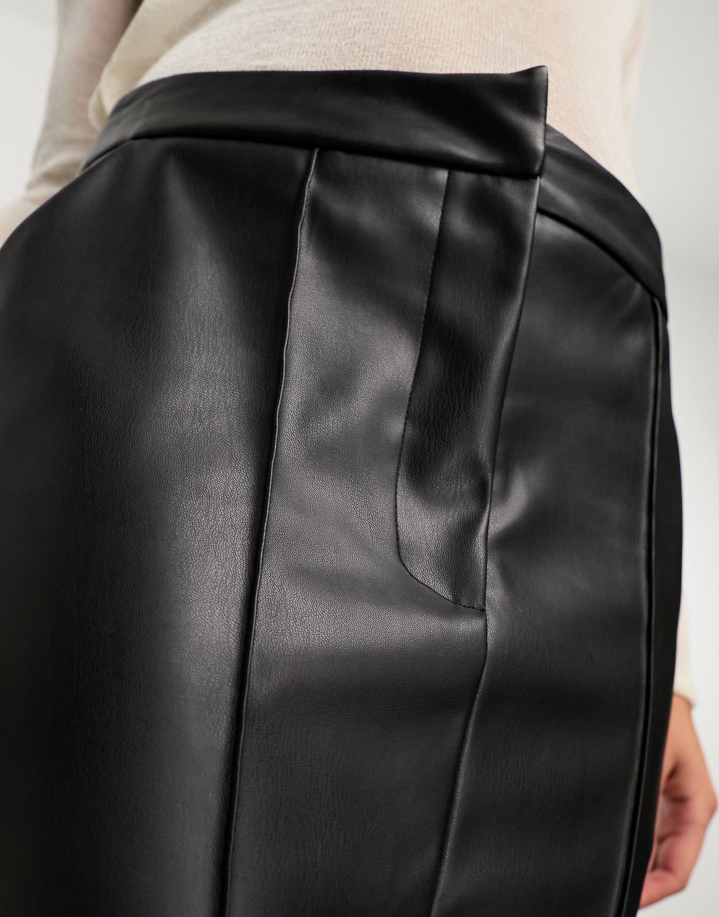 Closet London split PU maxi skirt in black