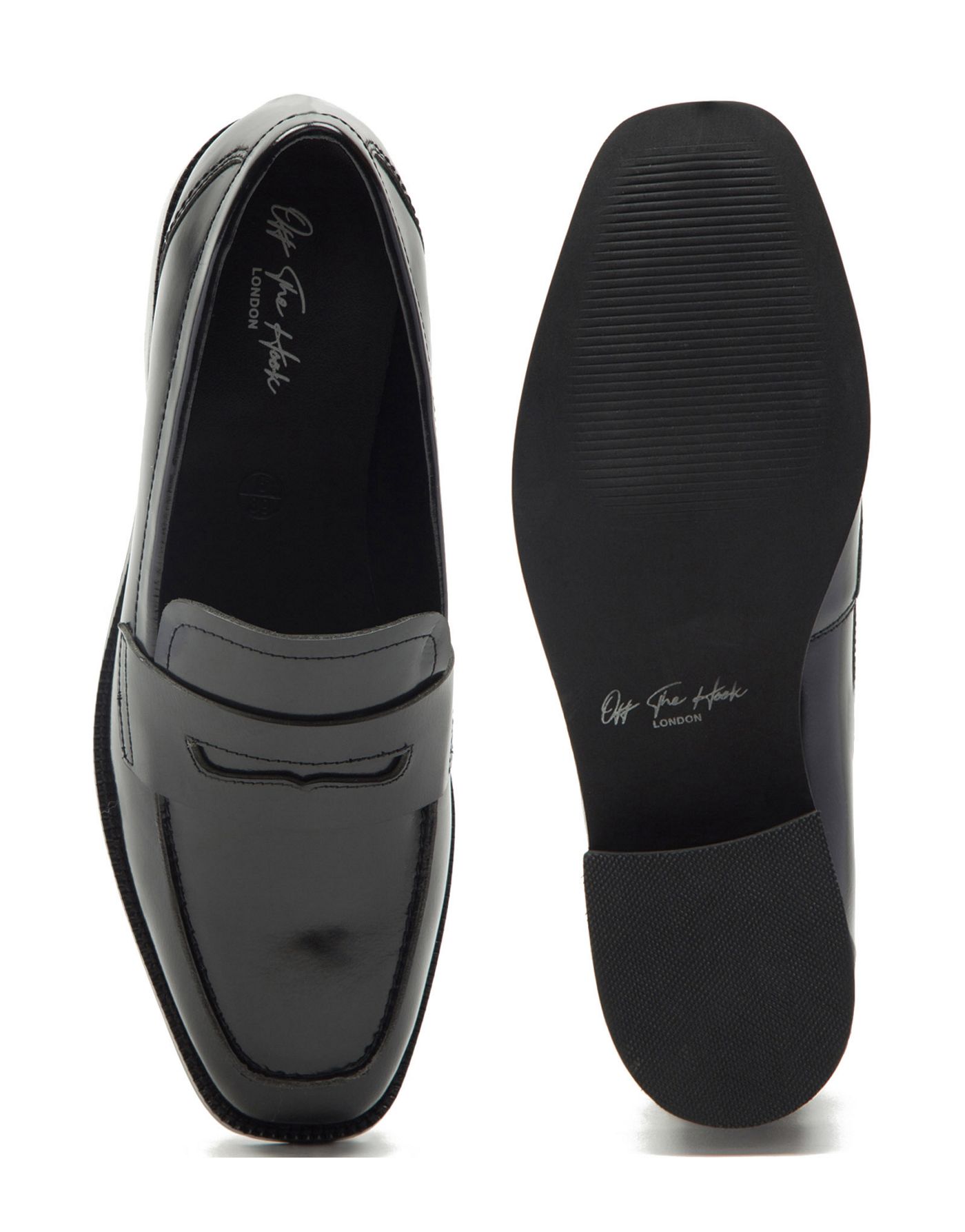 Off The Hook 'kew' slip on loafer leather shoe in true black