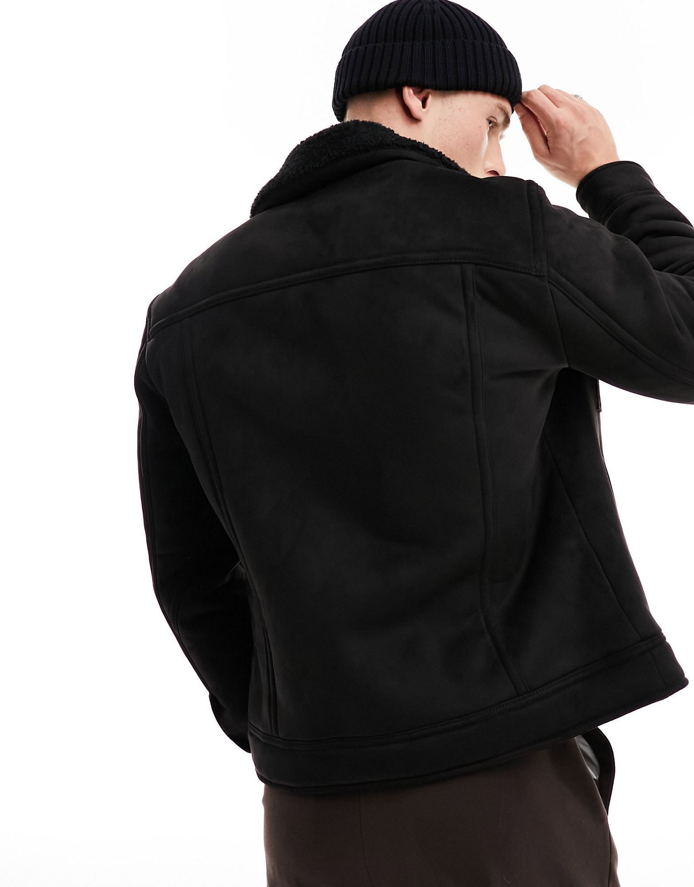 River Island shearling jacket in black