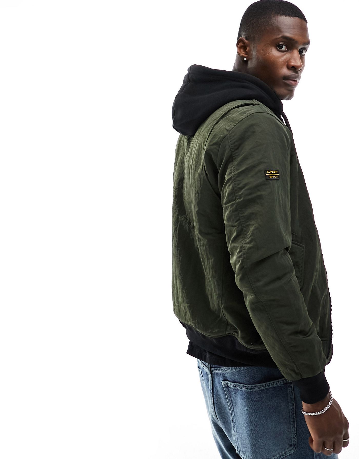 Superdry Military hooded ma1 bomber jacket in surplus goods olive