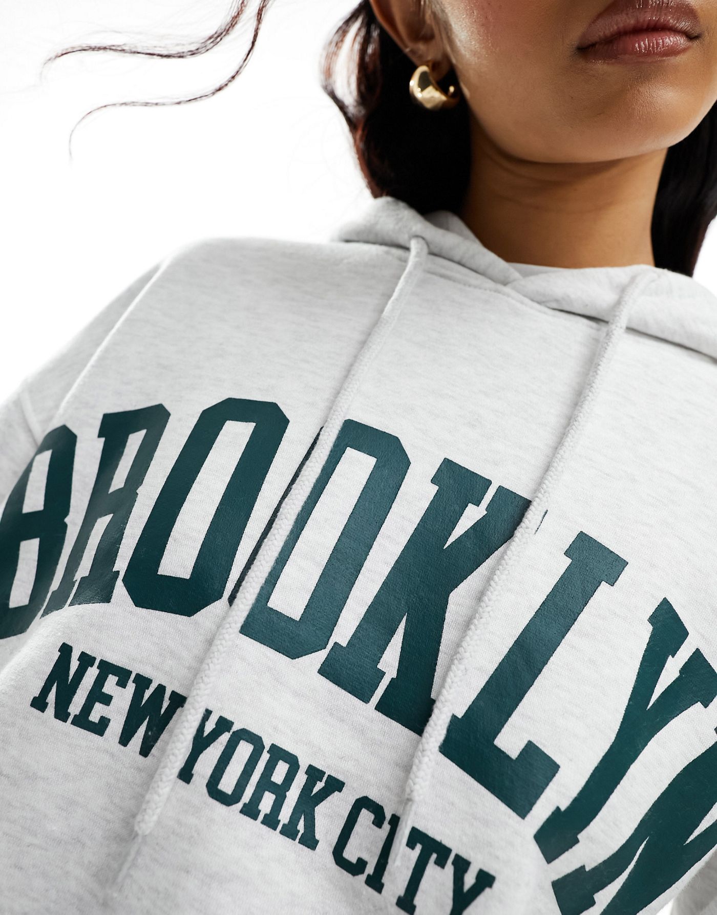 New Look Brooklyn hoodie in light grey