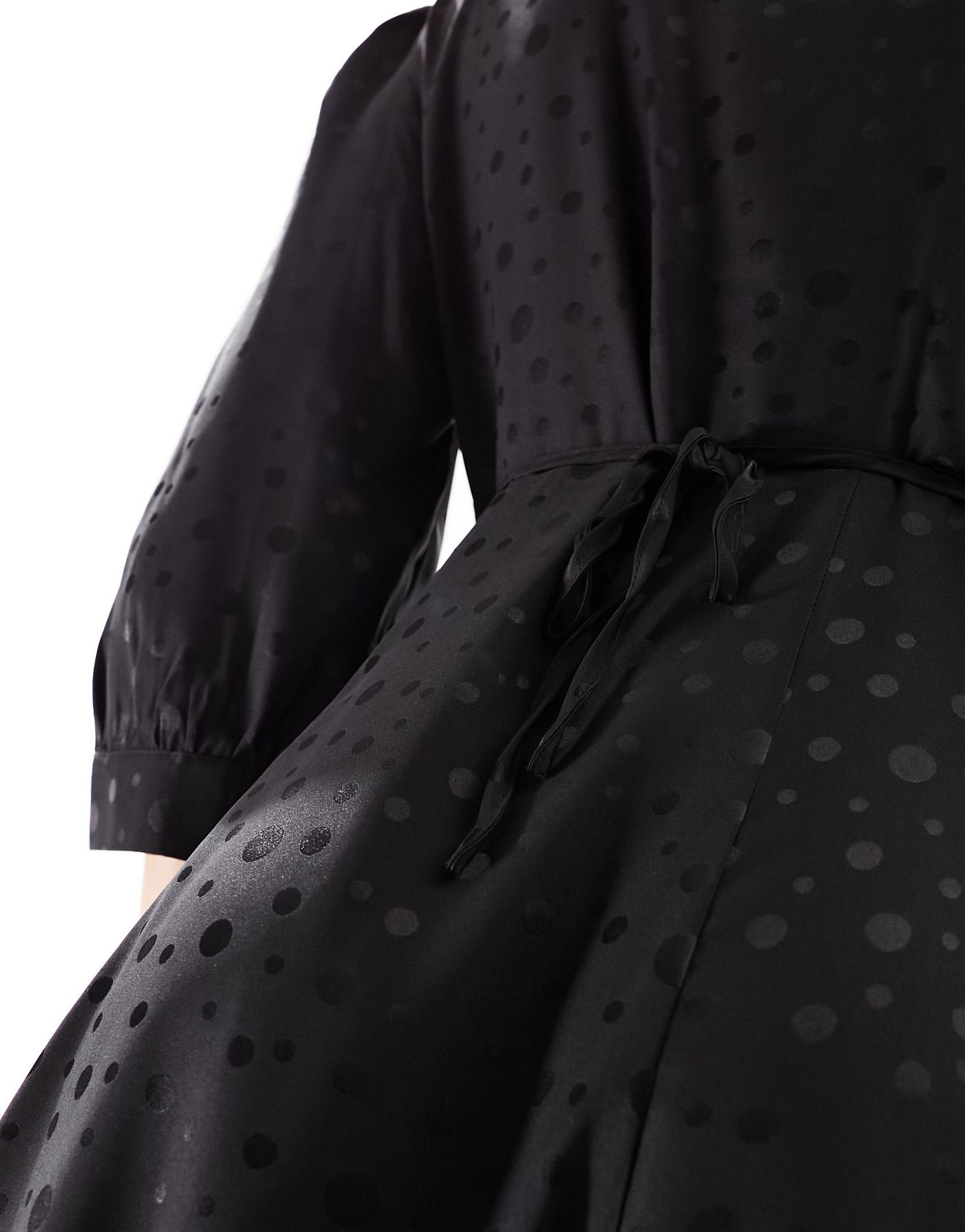 New Look jacquard midi tea dress in black spot print