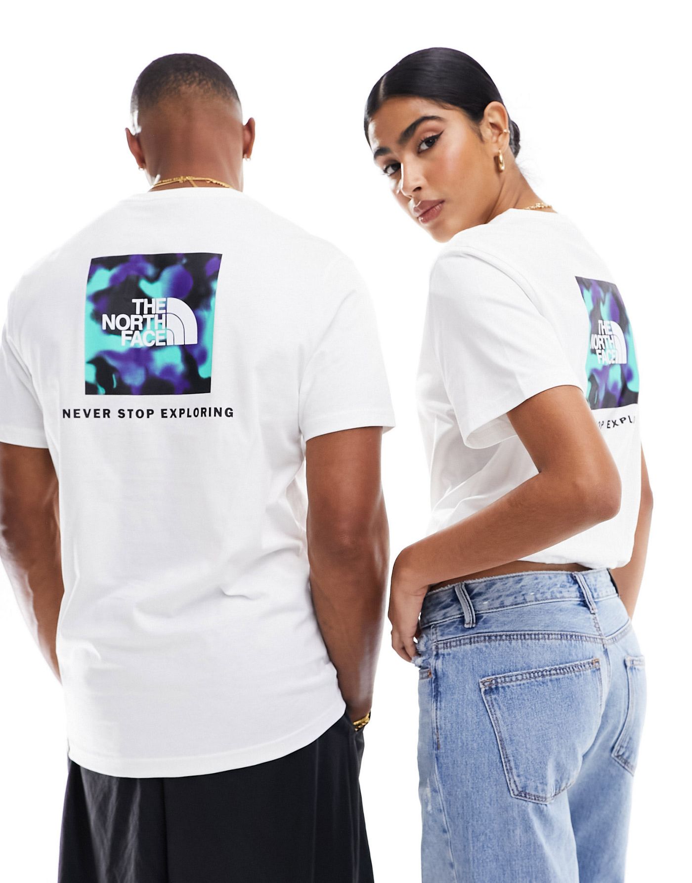 The North Face Redbox Hyper Marble back print t-shirt in white Exclusive at ASOS