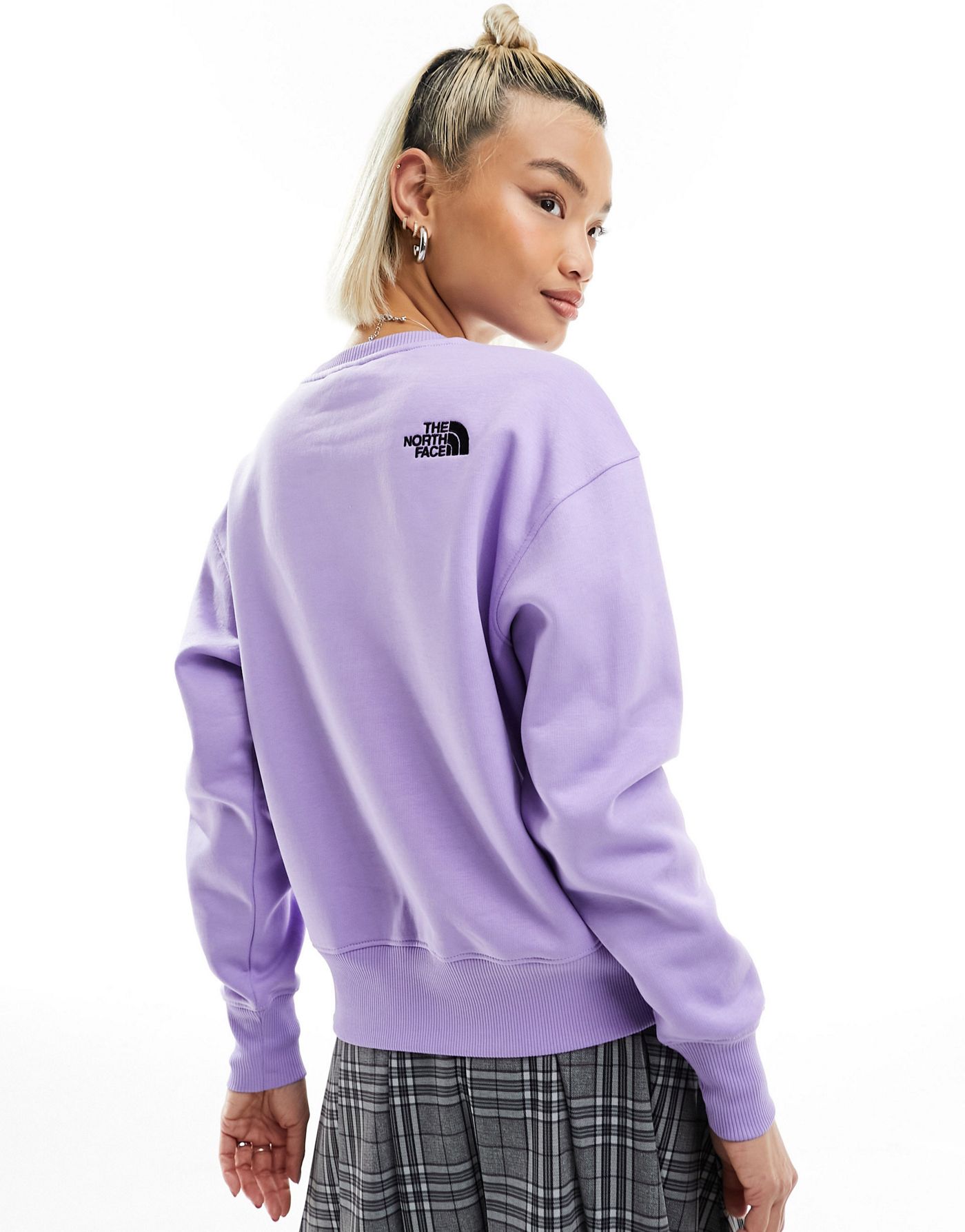 The North Face Essential oversized fleece sweatshirt in purple Exclusive at ASOS
