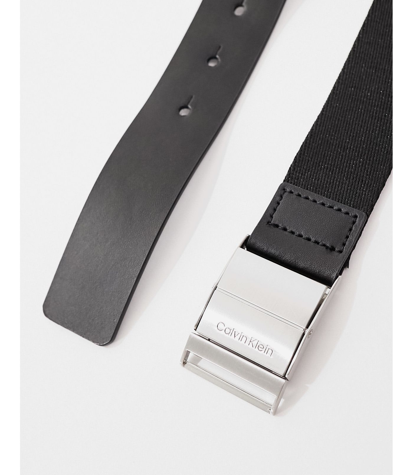 Calvin Klein iconic plaque belt in black