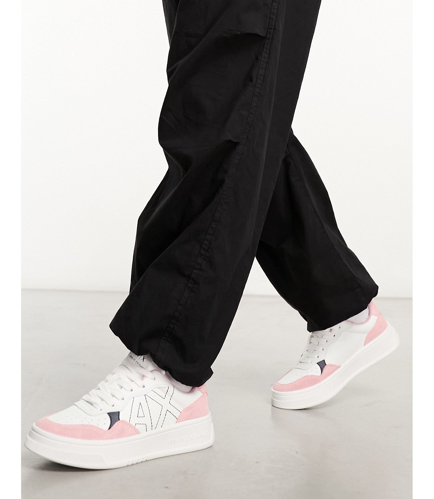 Armani Exchange trainers in white and pink