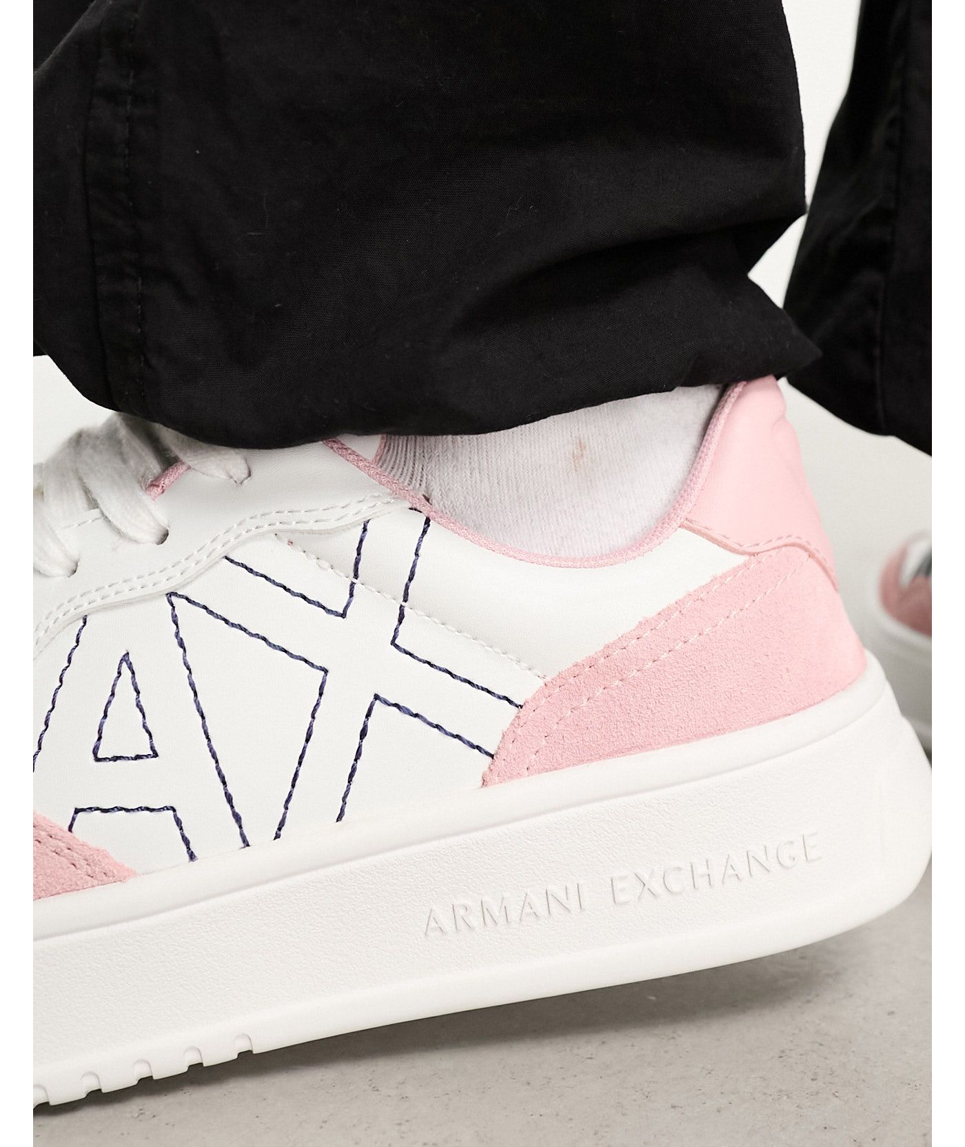 Armani Exchange trainers in white and pink