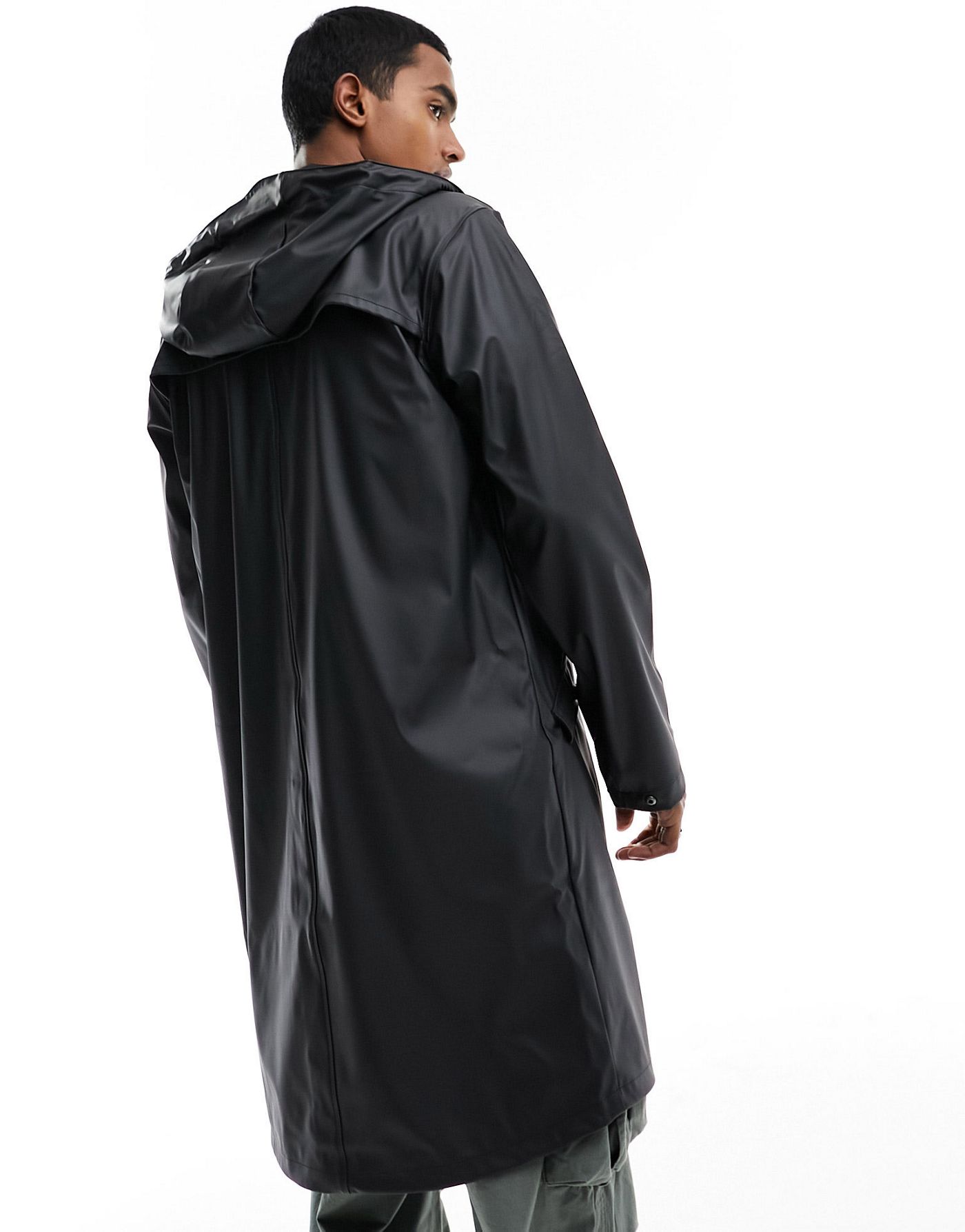 Jack & Jones Essentials rain resistant rain coat in black 