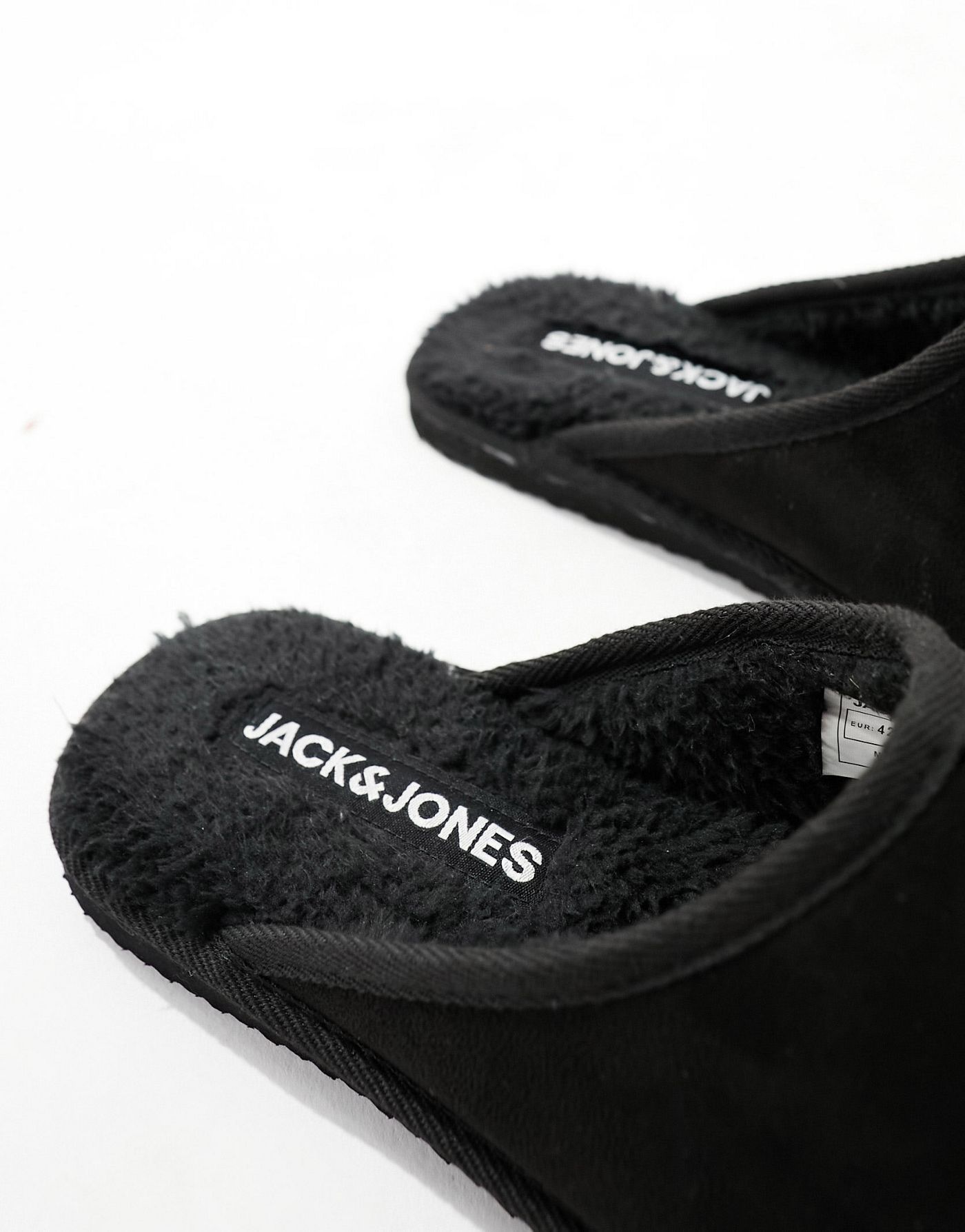 Jack & Jones faux suede slippers in black
