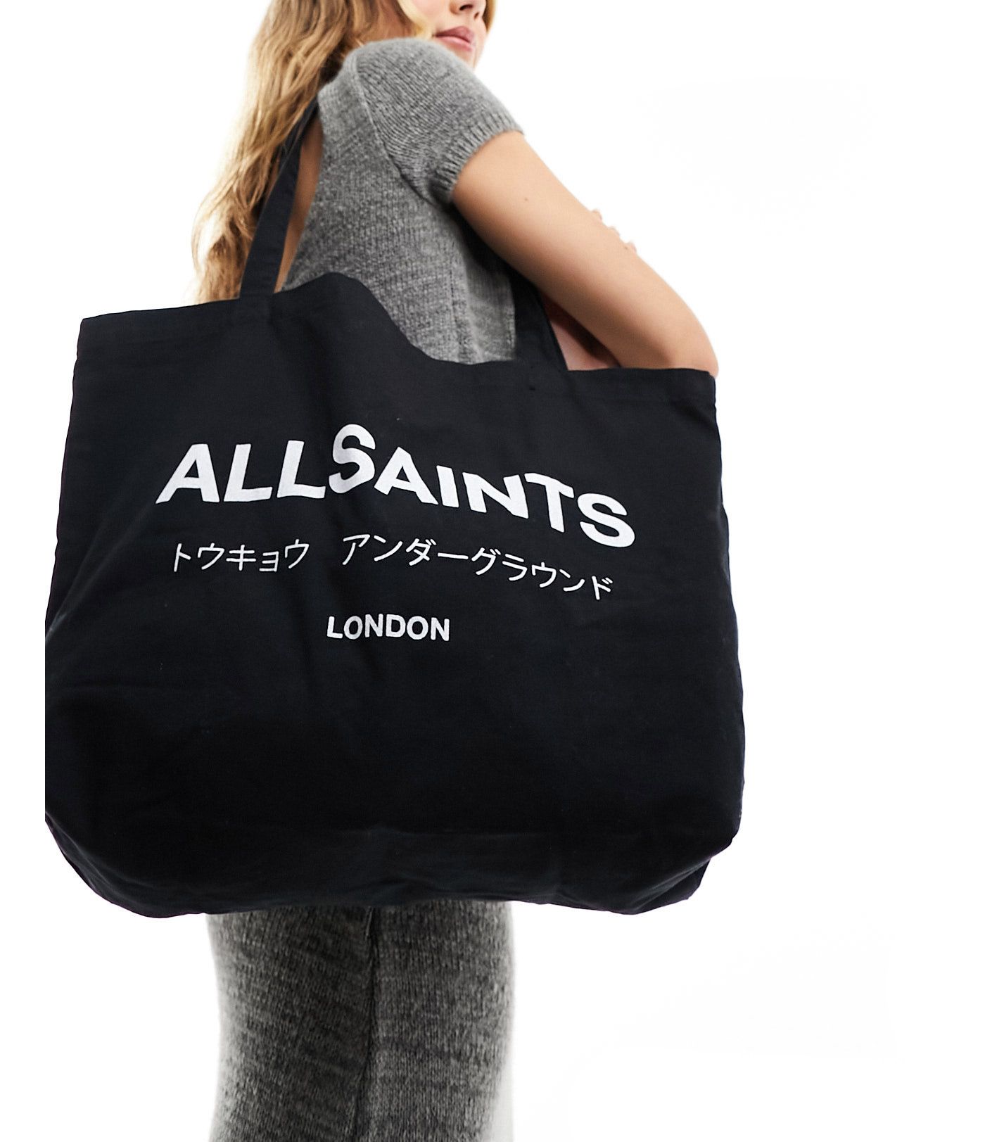 AllSaints Underground acid tote bag in black