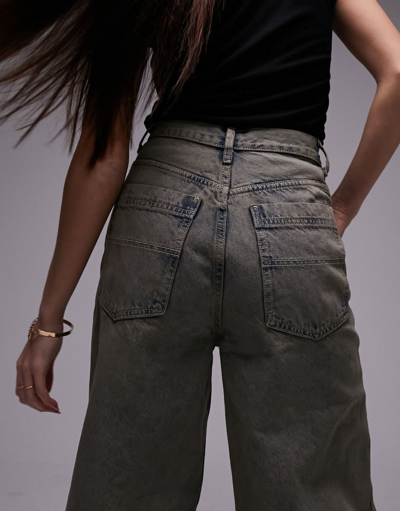 Topshop Baggy jeans in tarnished tint 