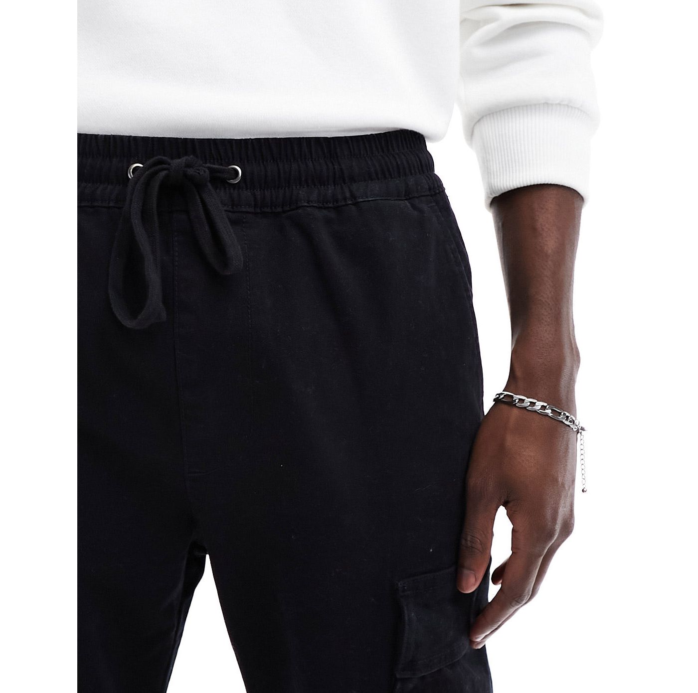 Pacsun slim leg cargo trousers in black