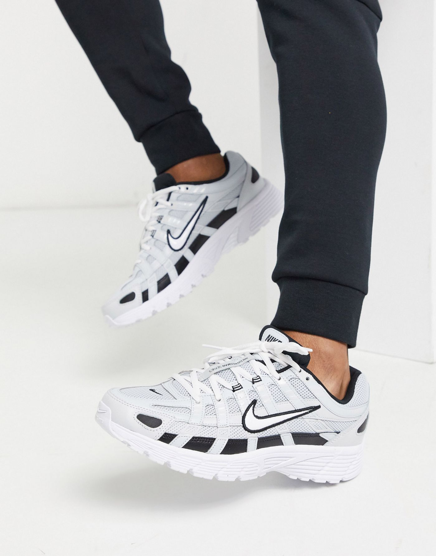 Nike P-6000 trainers in silver and white