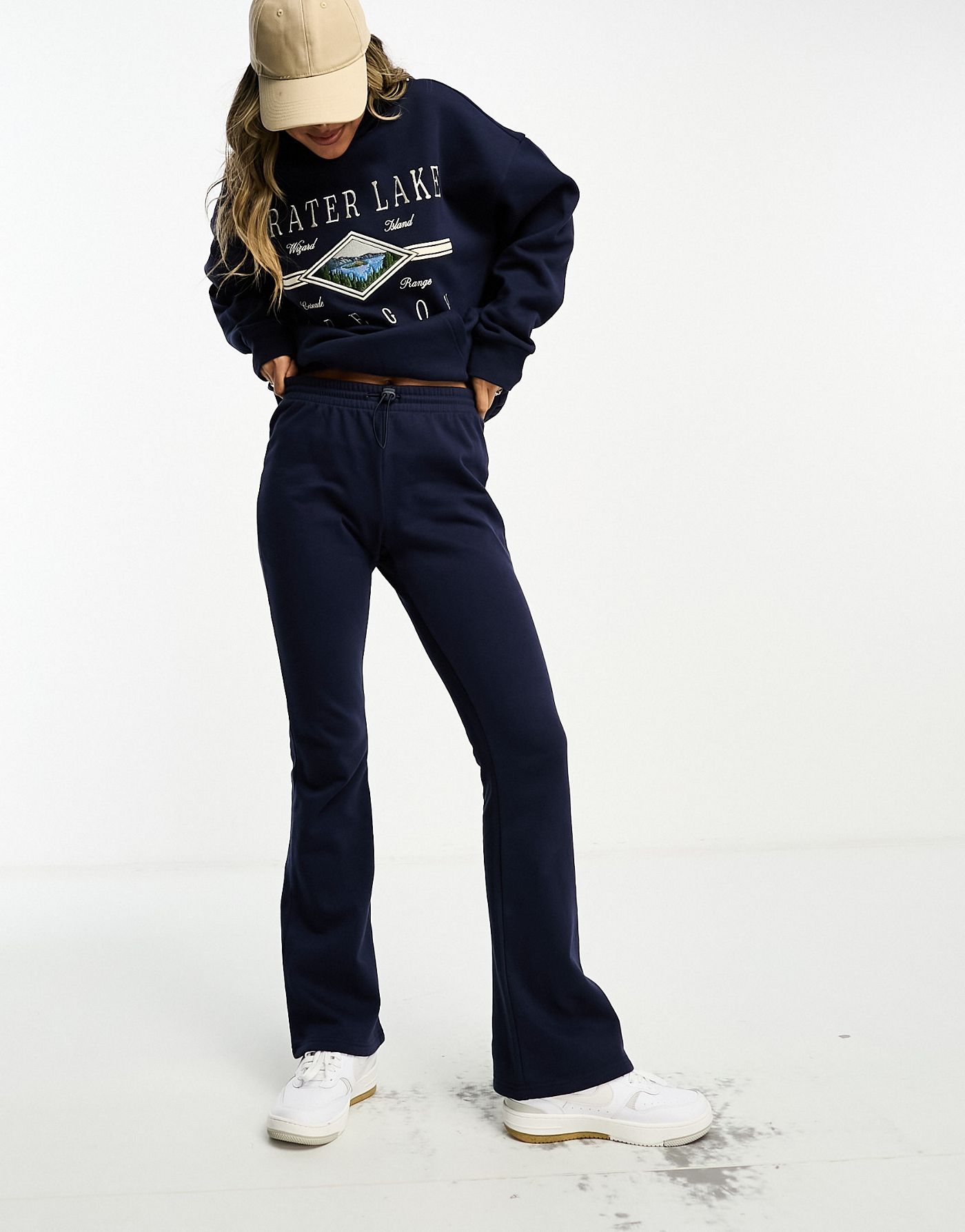 Pacsun flared co-ord joggers in navy