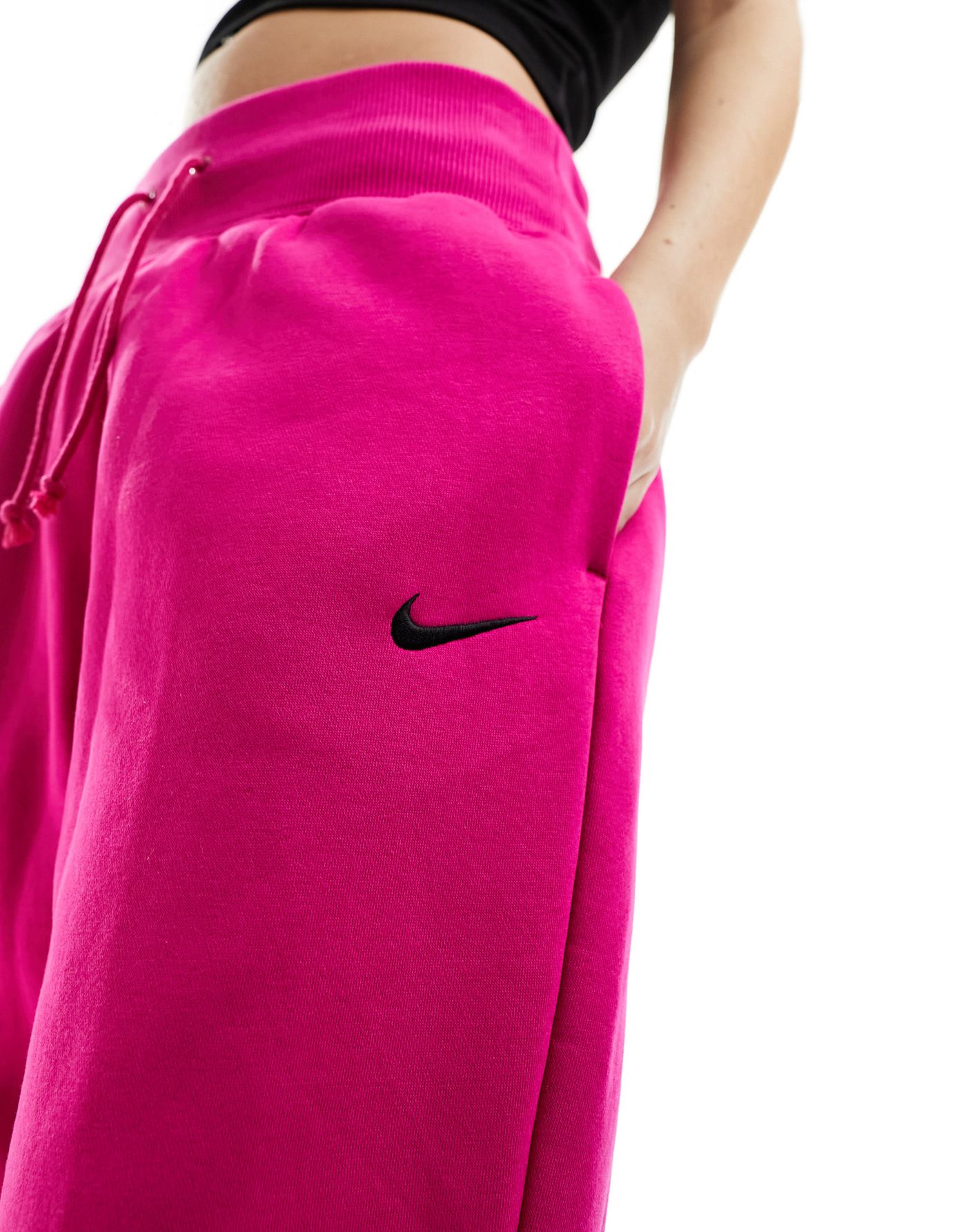 Nike mini swoosh oversized fleece joggers in fierce pink