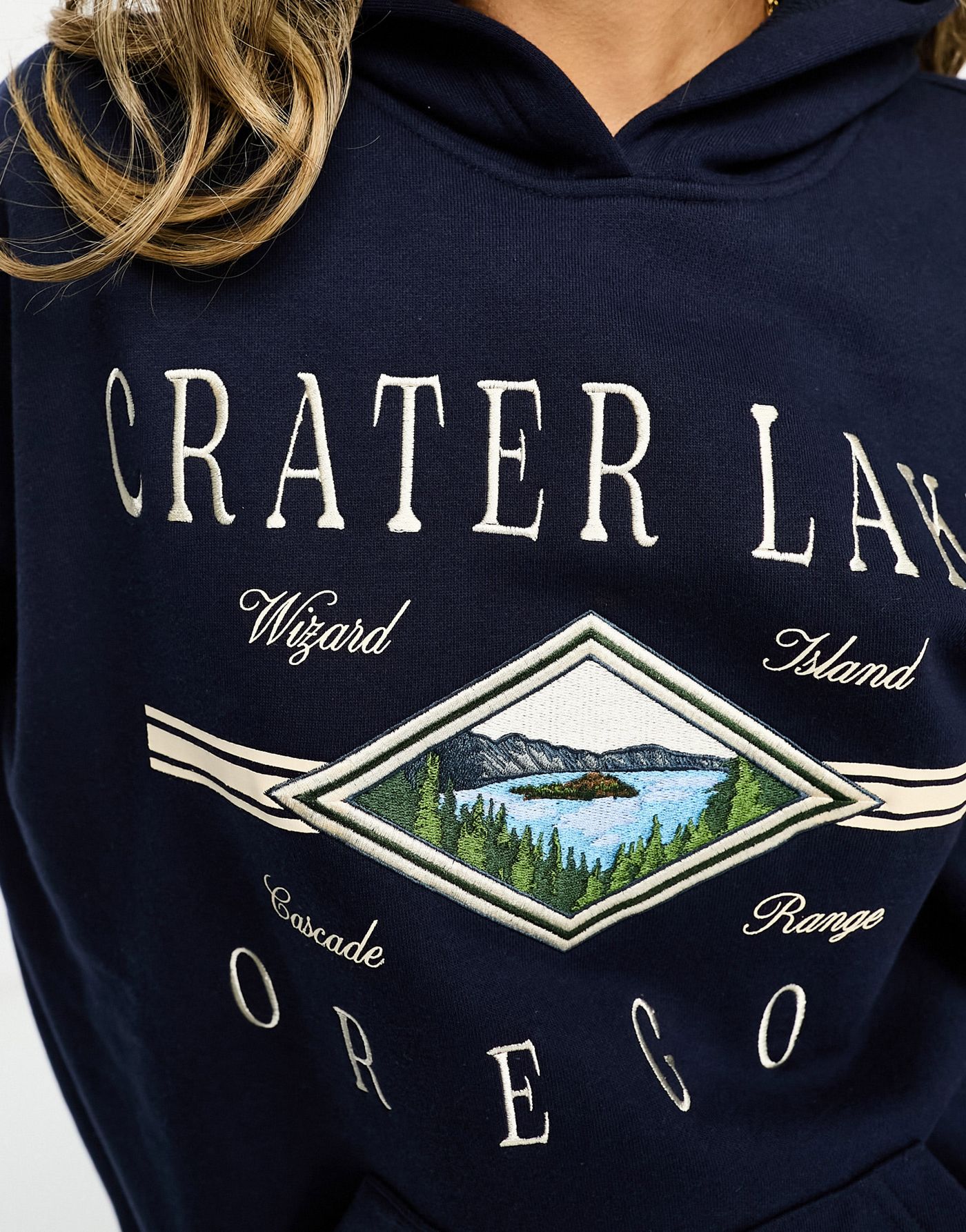 Pacsun crater lake slogan hoodie co-ord in navy