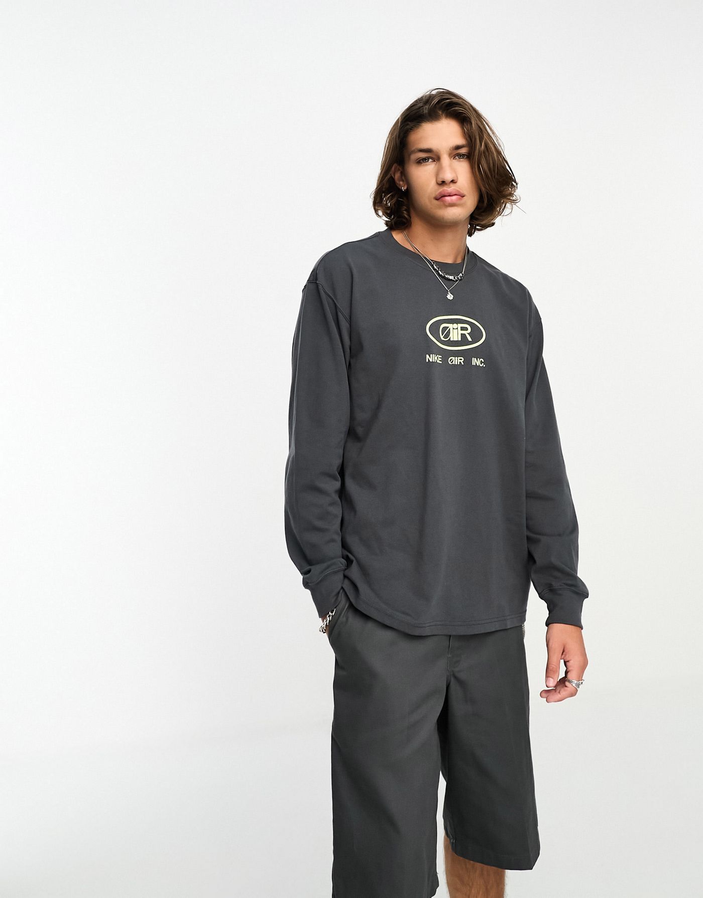 Nike M90 graphic long sleeve t-shirt in charcoal black 