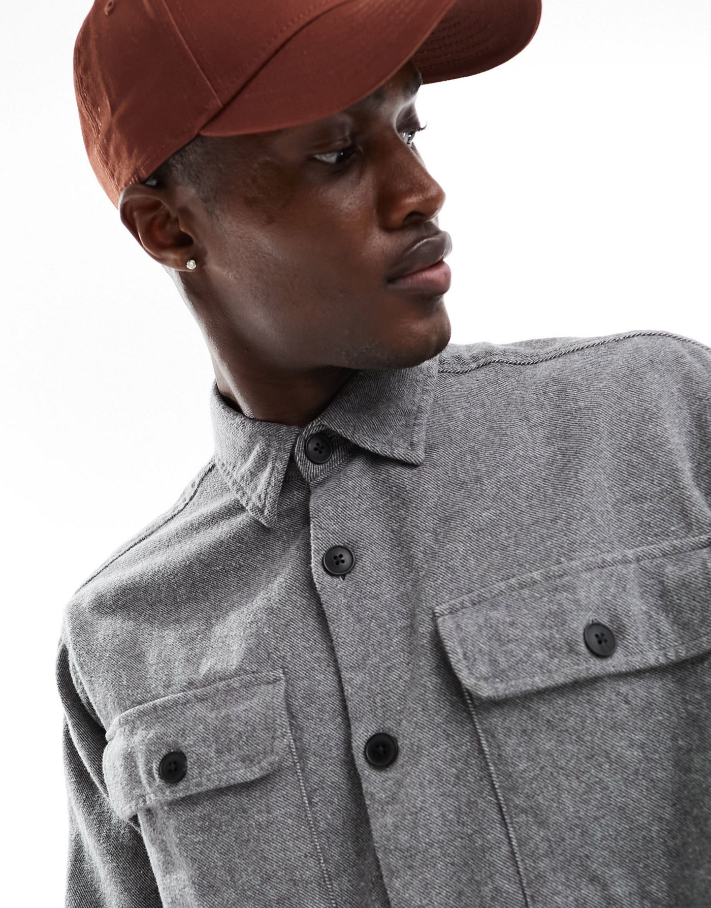 Selected Homme twill overshirt in grey 