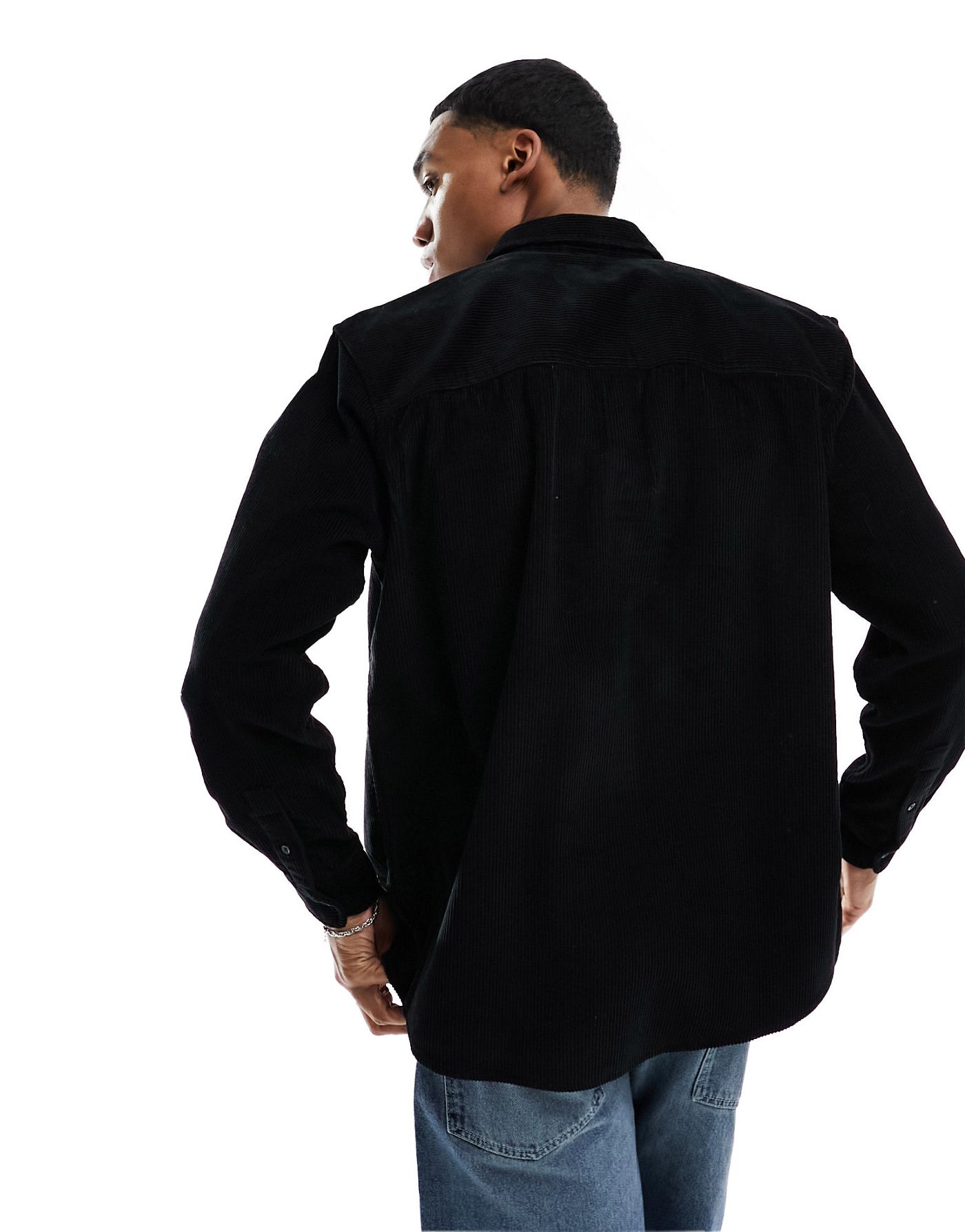 Only & Sons oversized shirt in black cord 
