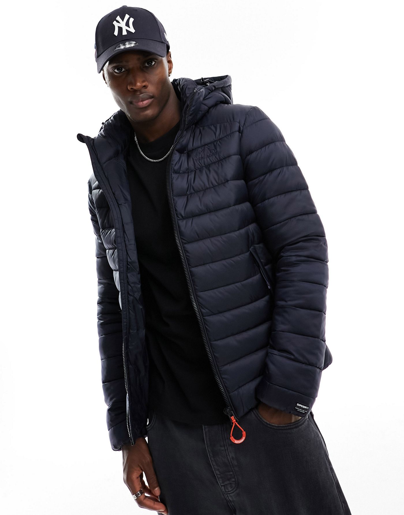 Superdry Hooded fuji sport padded jacket in eclipse navy