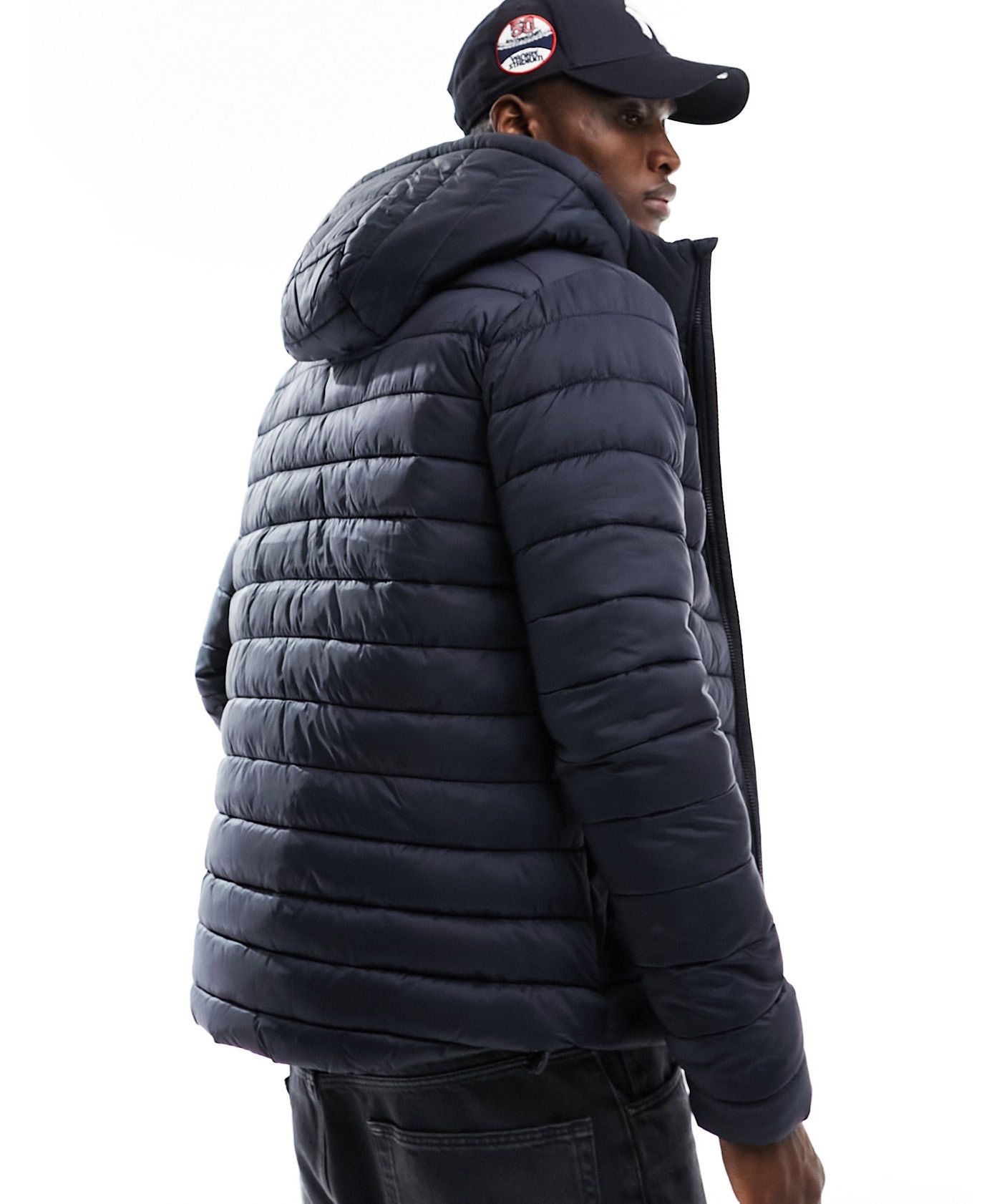 Superdry Hooded fuji sport padded jacket in eclipse navy