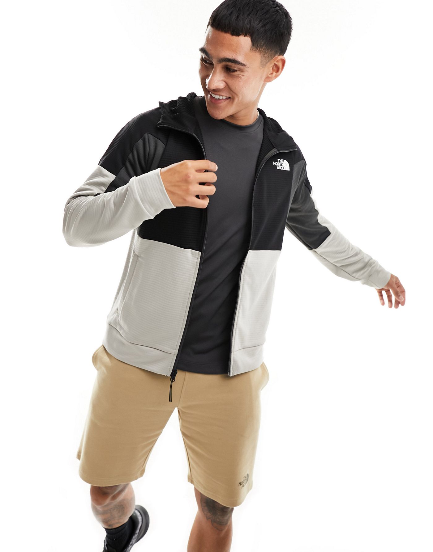 The North Face Training Mountain Athletic zip up fleece hoodie in grey