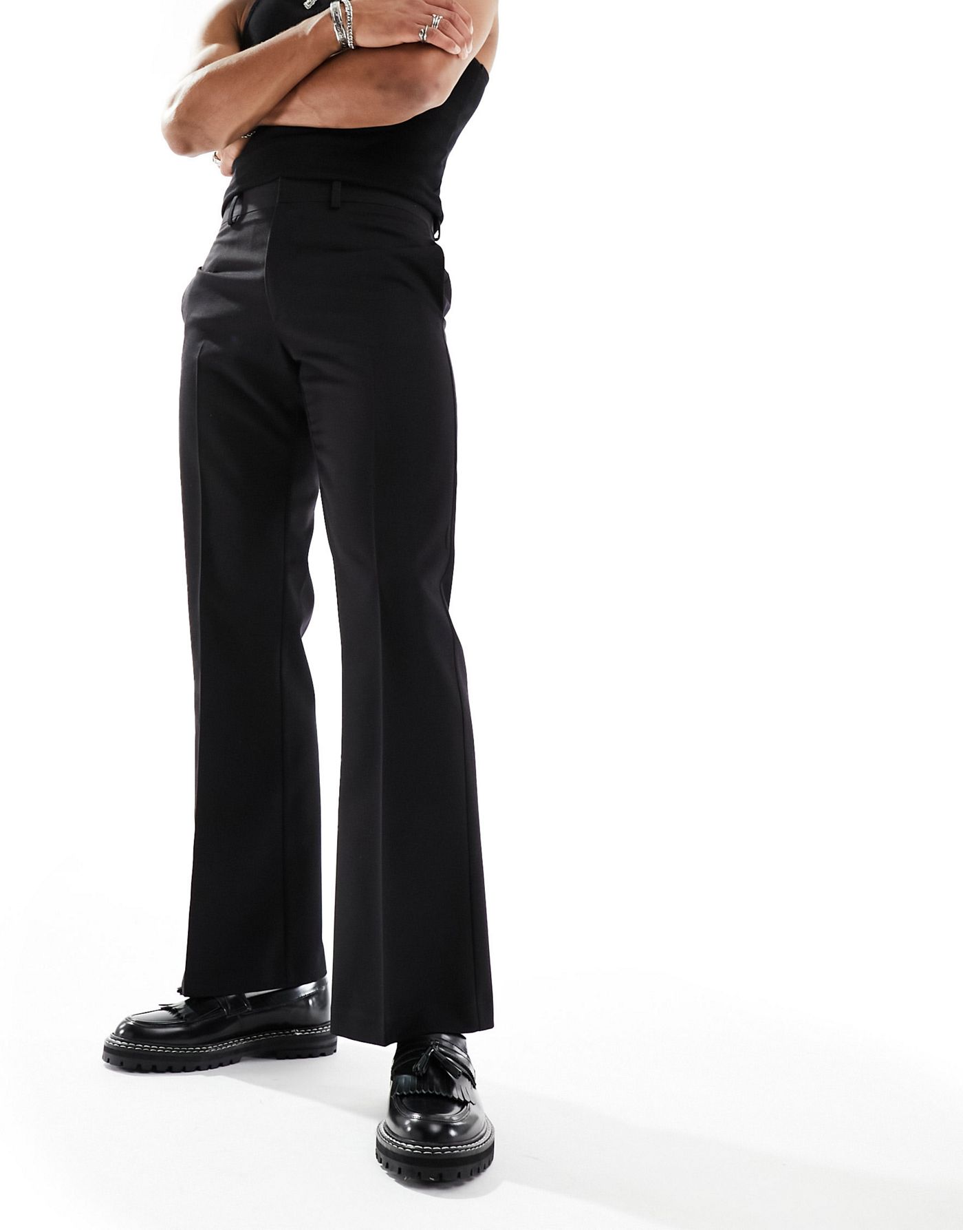 ASOS DESIGN flared smart trouser in black