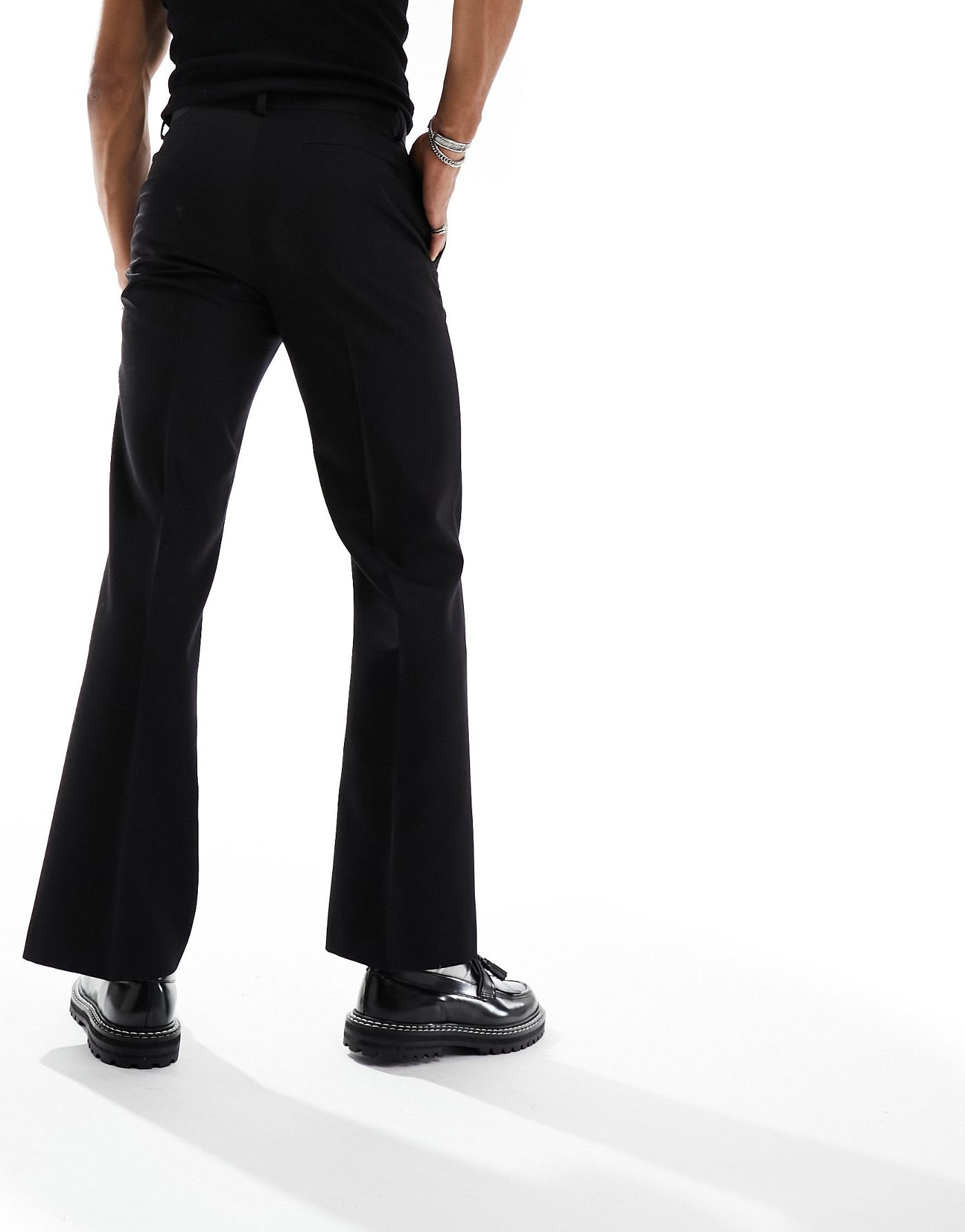 ASOS DESIGN flared smart trouser in black