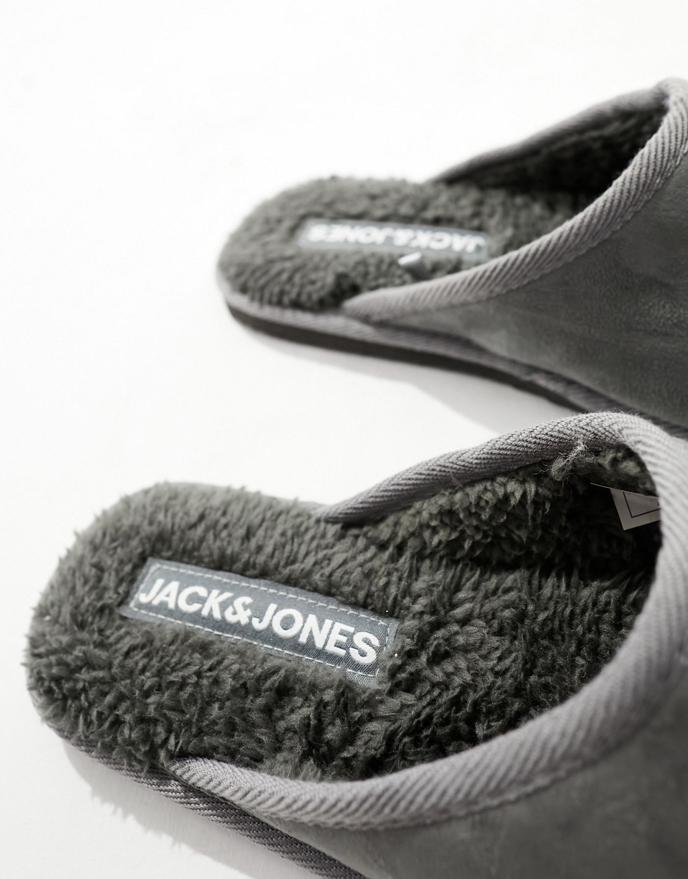 Jack & Jones faux suede slippers in grey