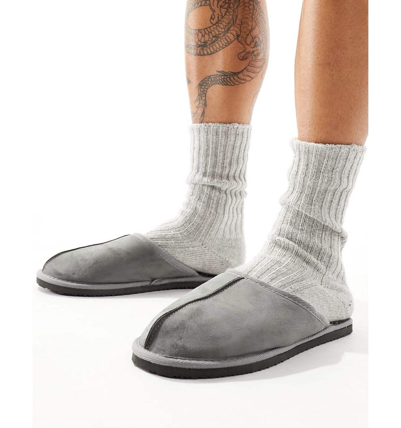 Jack & Jones faux suede slippers in grey
