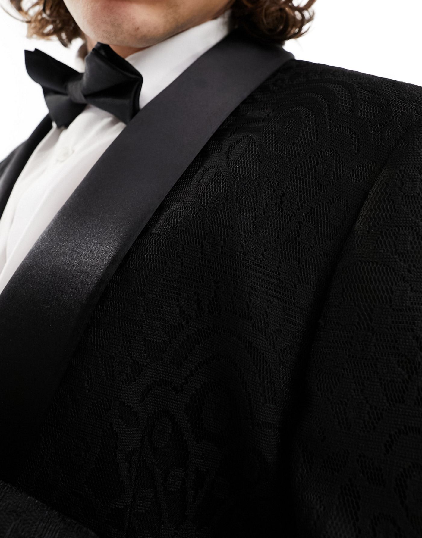 ASOS DESIGN skinny suit tuxedo jacket in black lace
