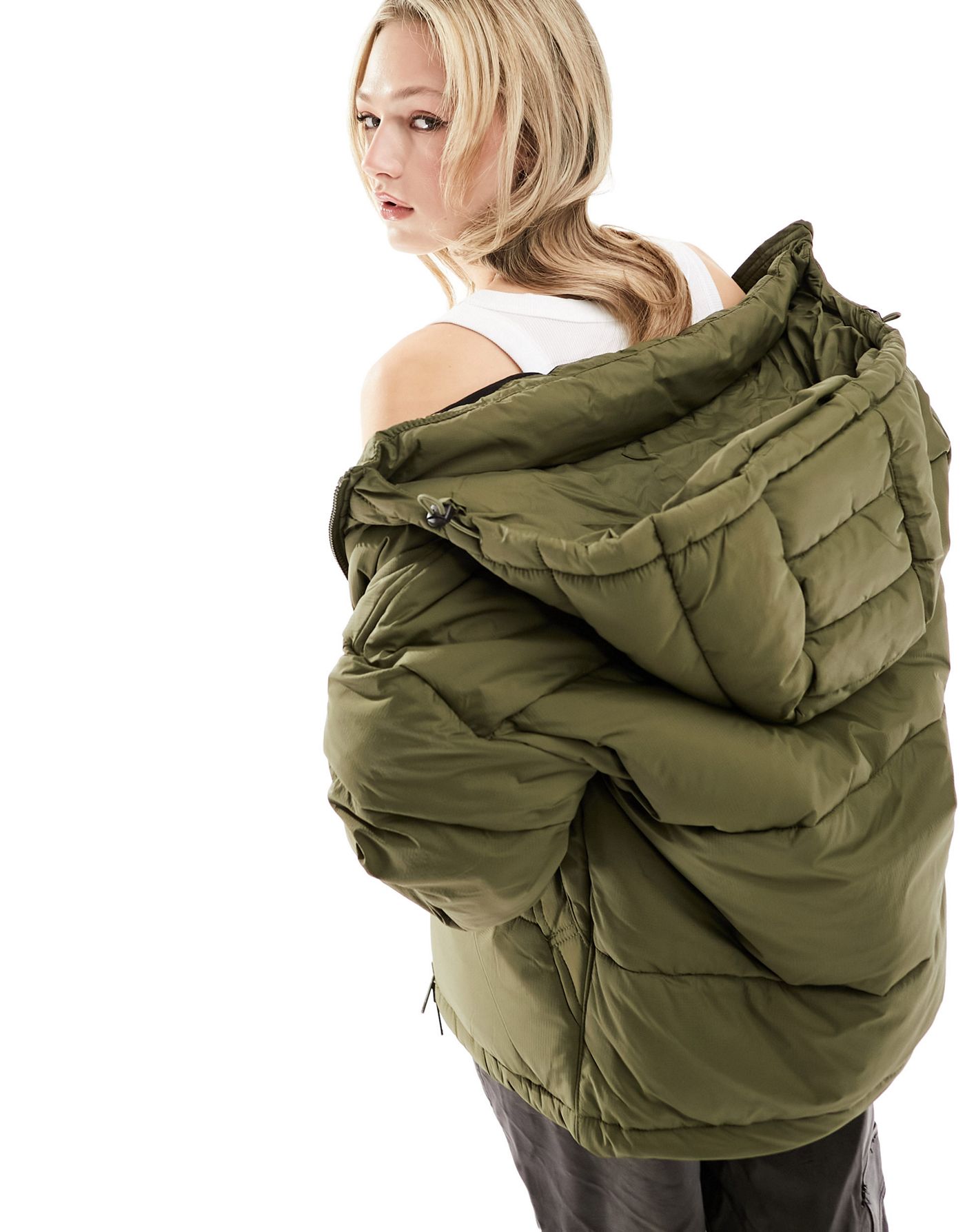 Dickies alatna oversized puffer jacket with hood in green