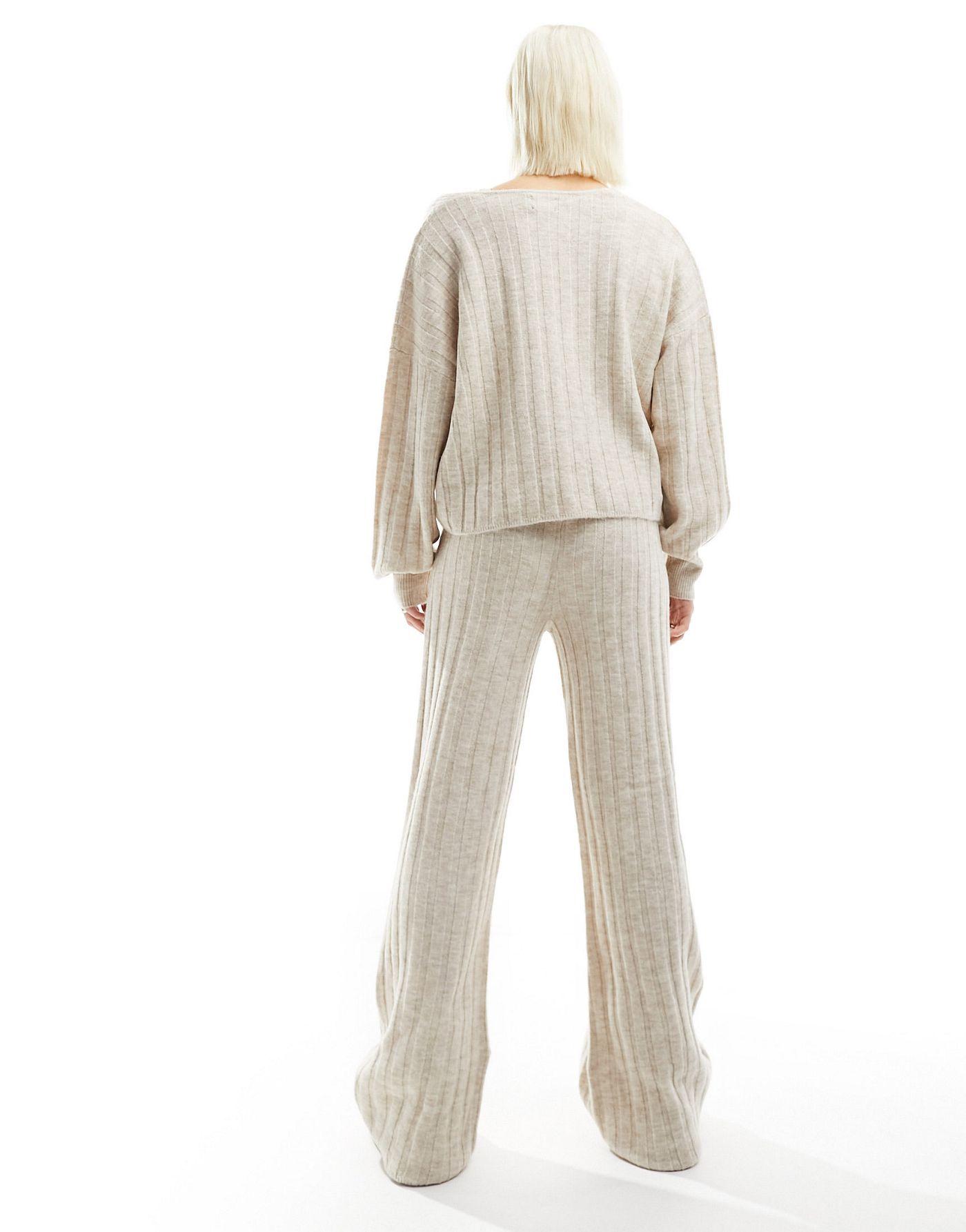 ASOS DESIGN premium lounge knitted jumper & trouser set in beige