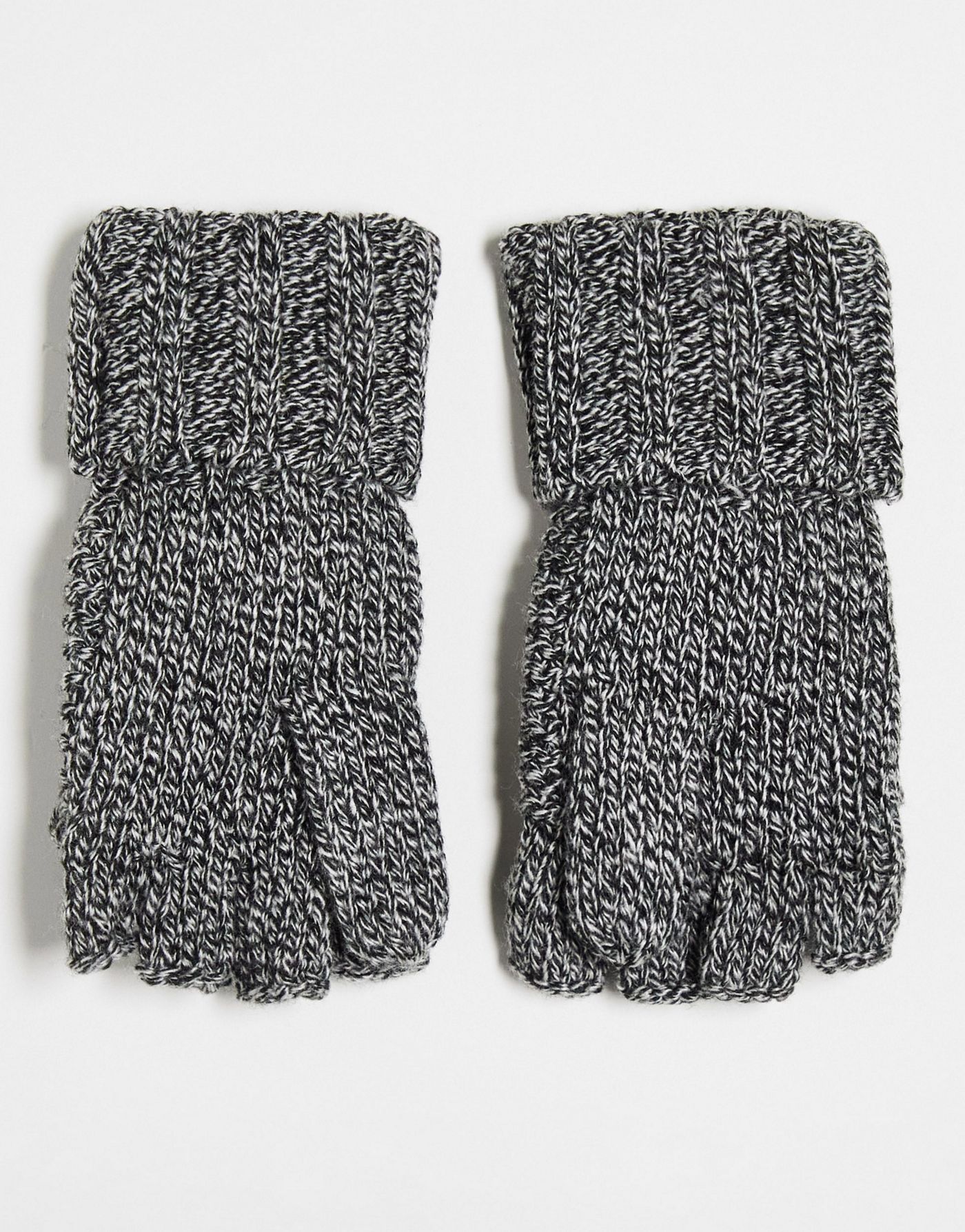 Superdry cable knit gloves in Black Fleck