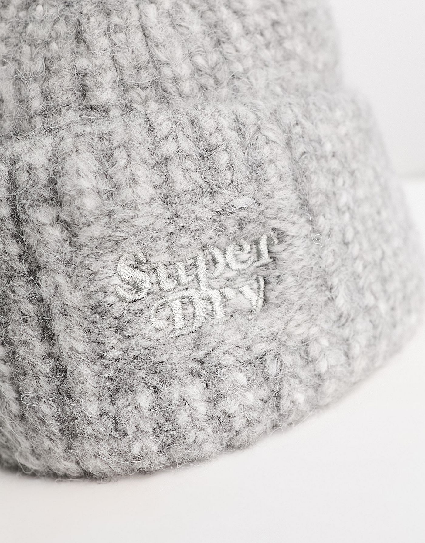Superdry rib knit beanie hat in Grey Marl