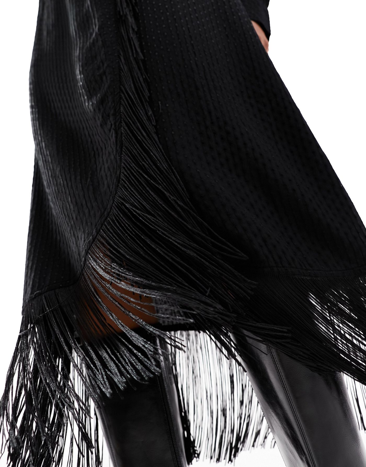 Y.A.S tassel wrap midi dress in black jacquard