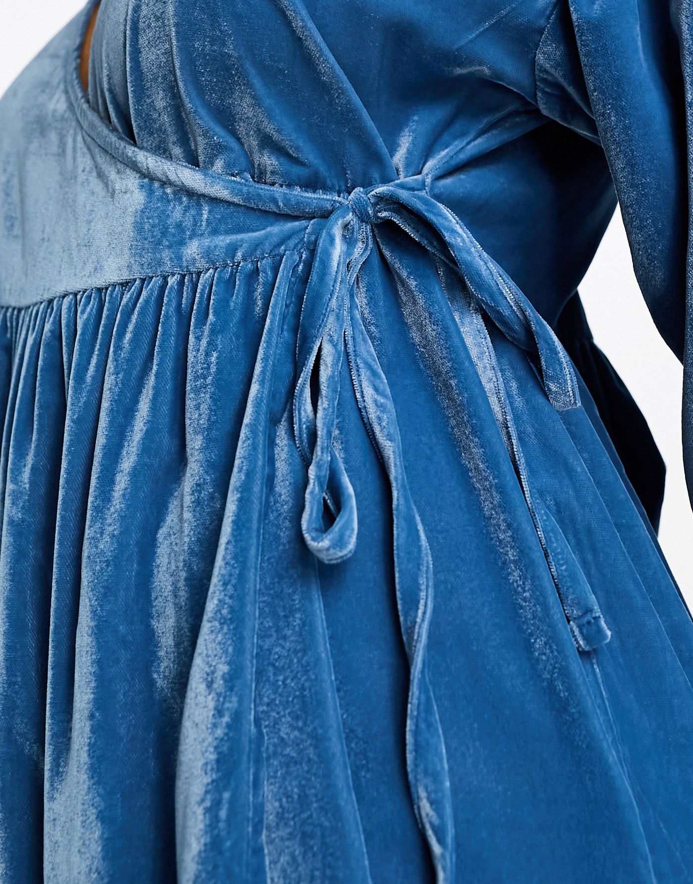 ASOS DESIGN midi wrap velvet dress in blue