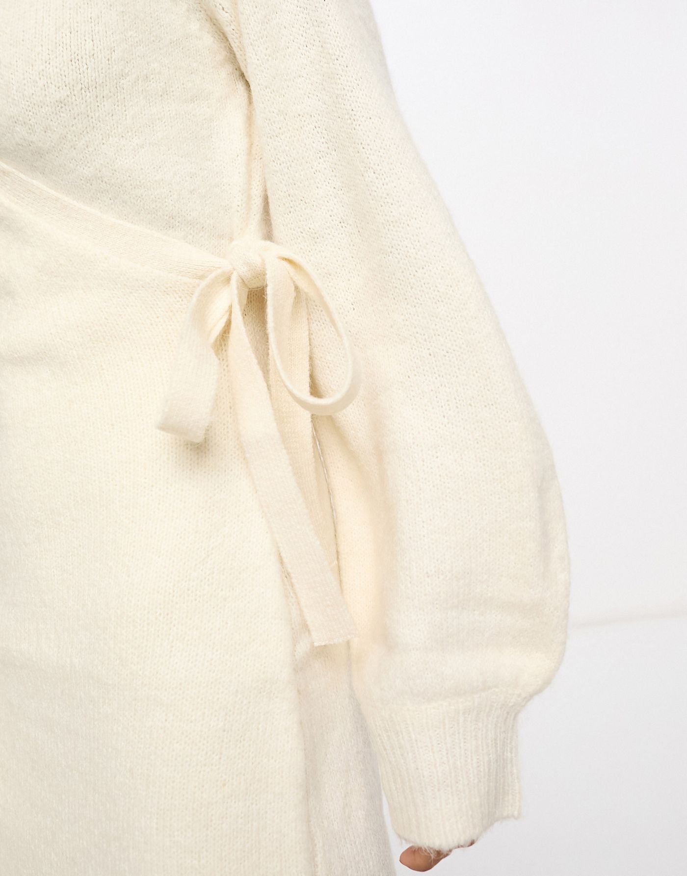 Miss Selfridge ballet wrap knitted mini dress in cream