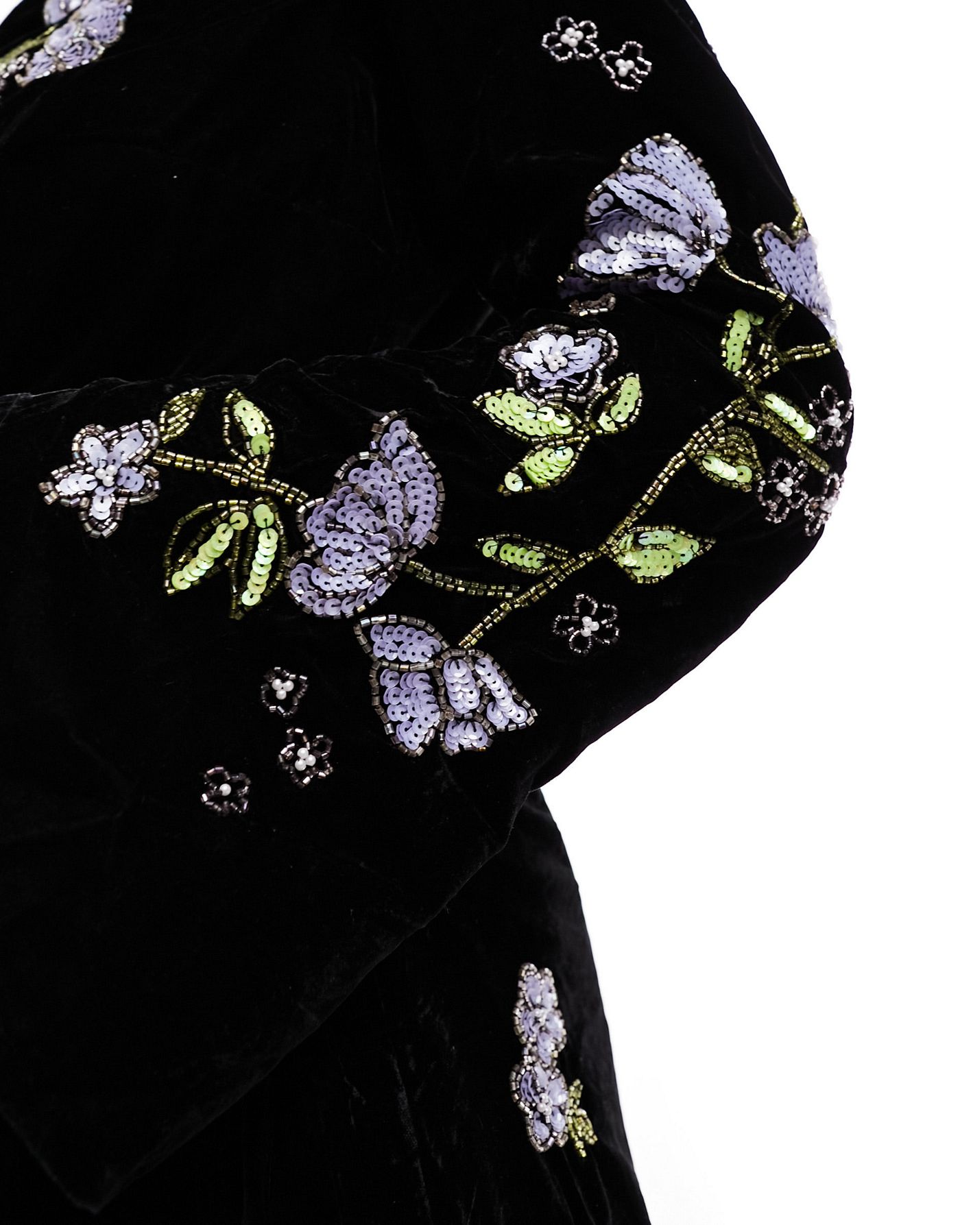 ASOS DESIGN Curve velvet wrap midi dress with floral embellished detail in black