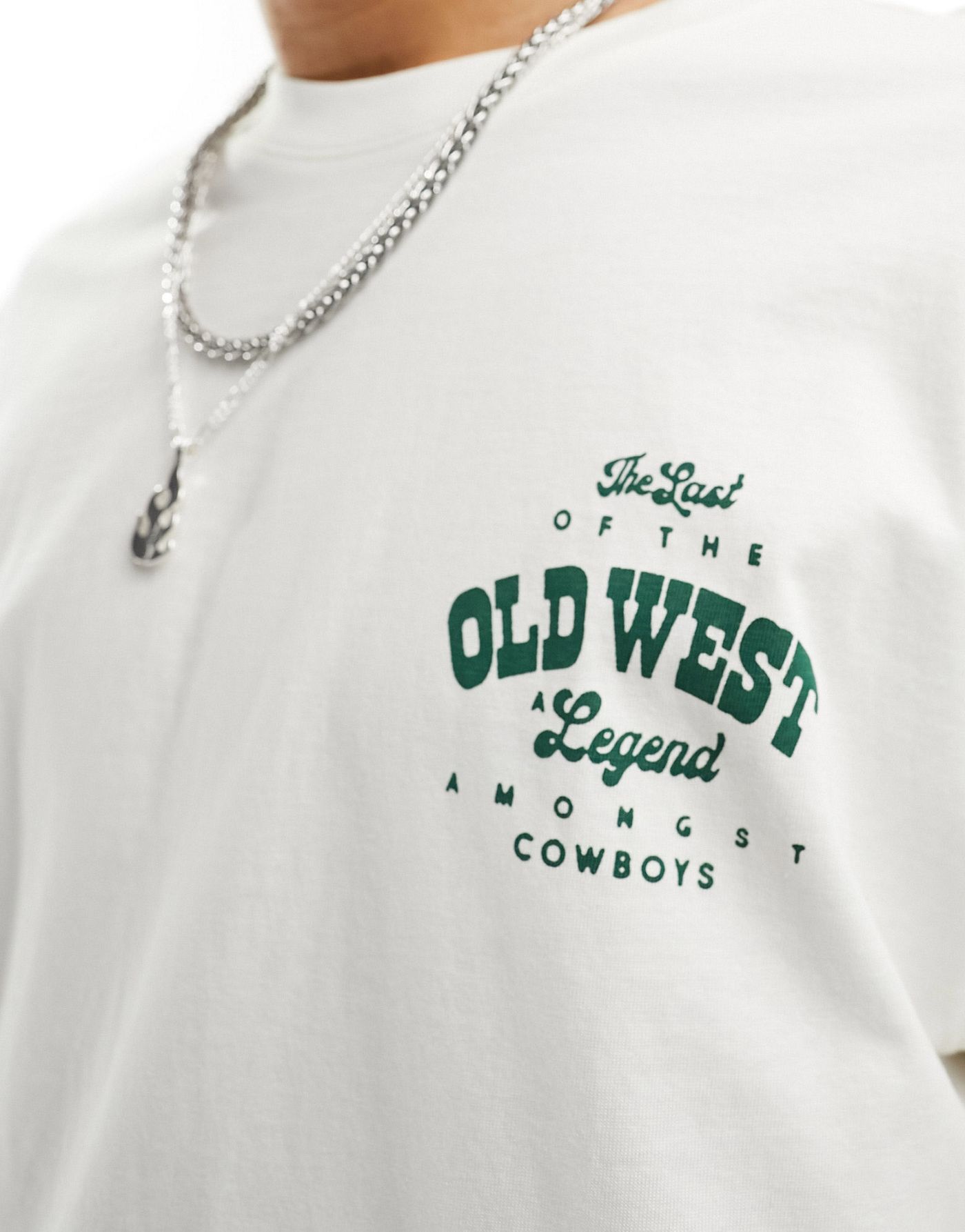 Bershka Old Western back printed t-shirt in ecru