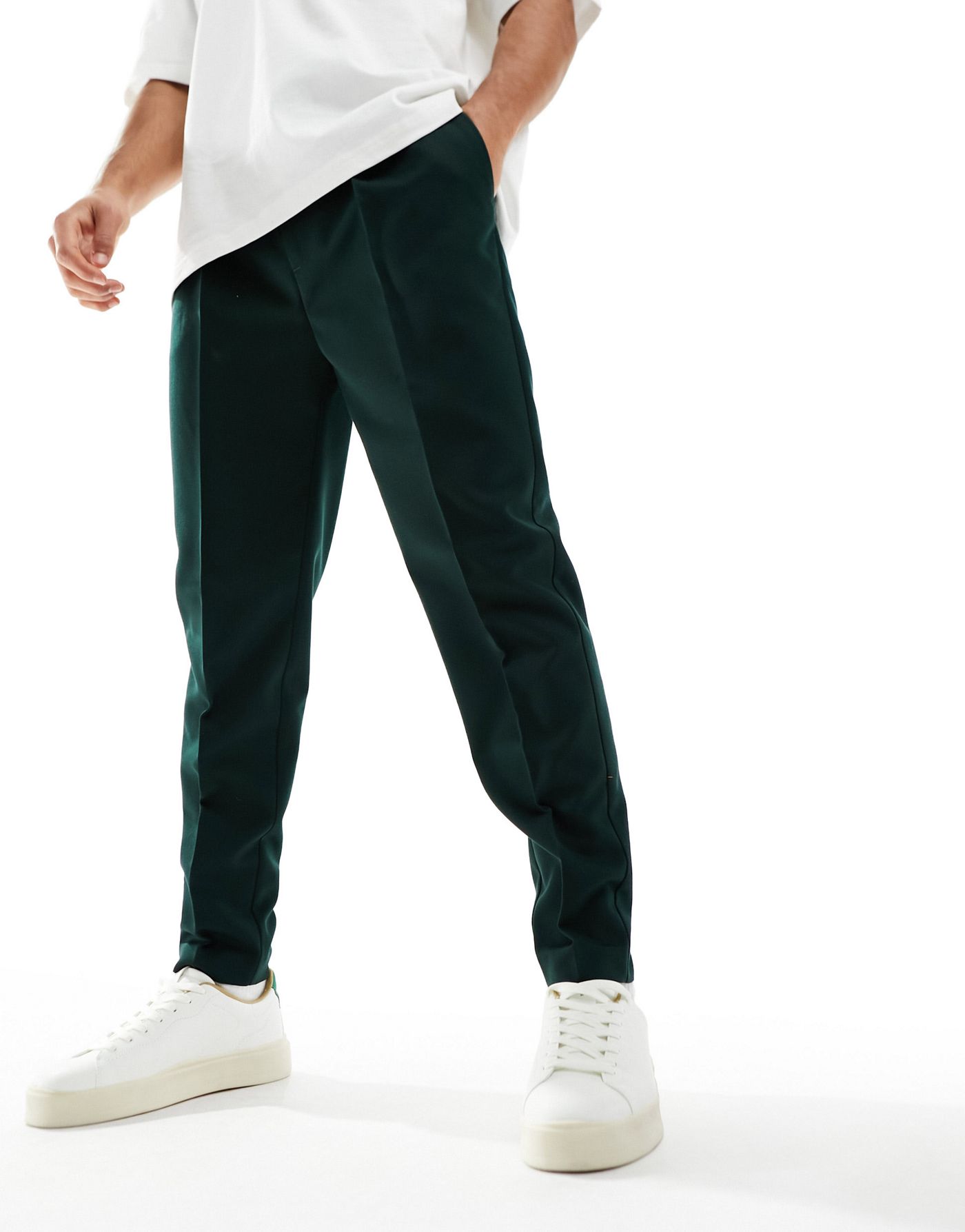 ASOS DESIGN tapered smart trousers in green